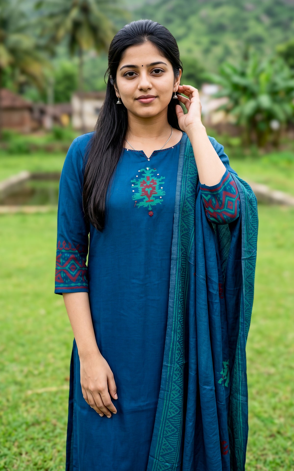 Kathija Handblock (Kurti+Pant+Dupatta)