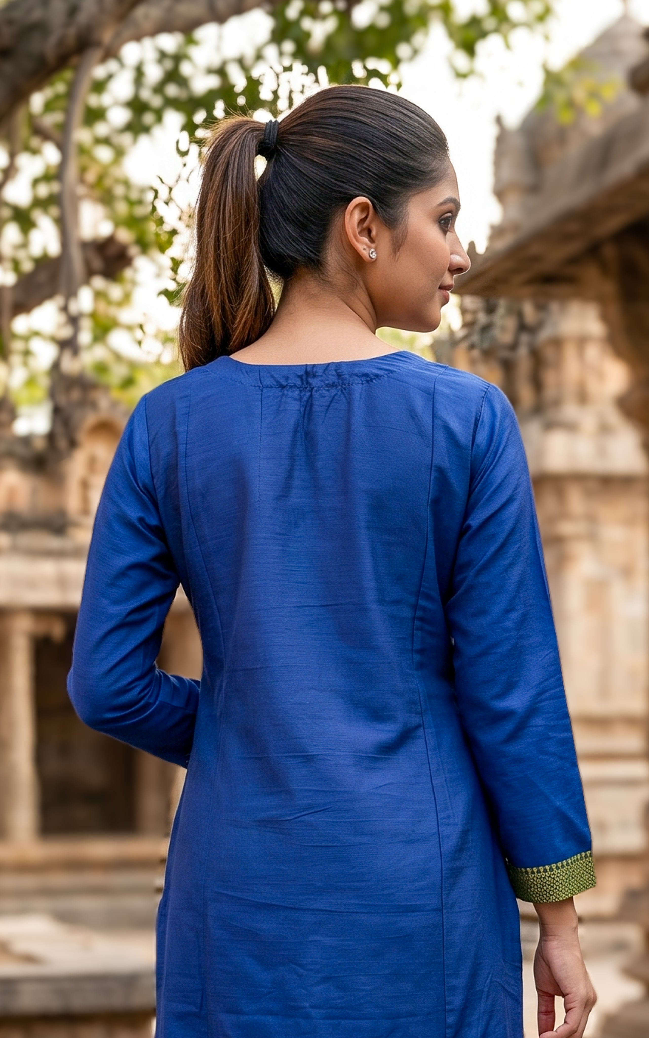 Royal blue trendy ethnic kurti for women