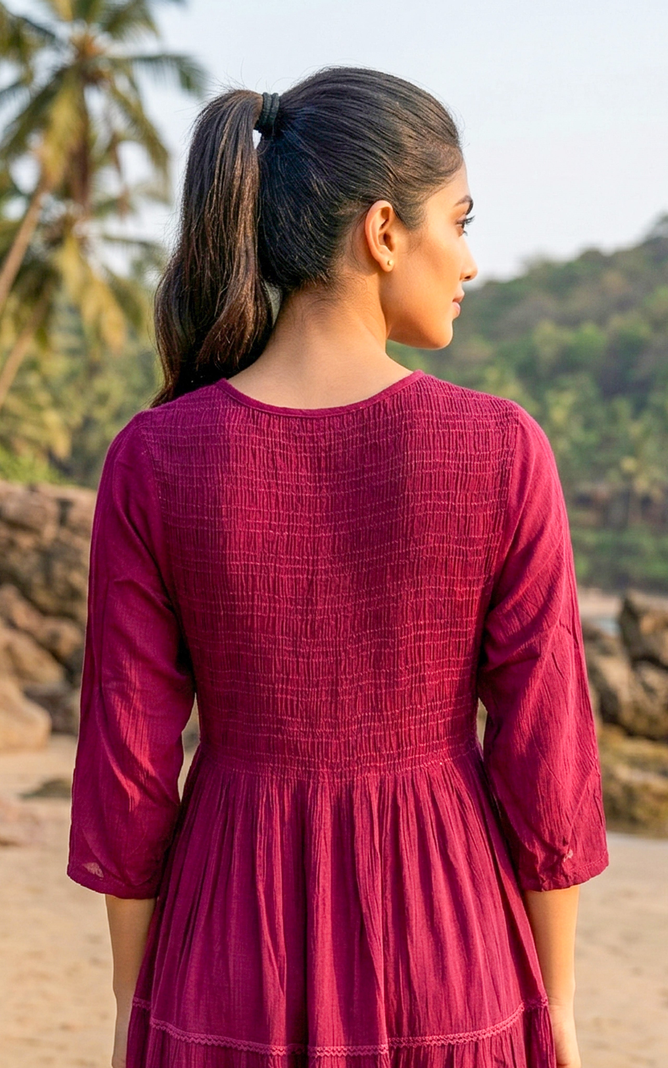 Round back necked maxi for women's 