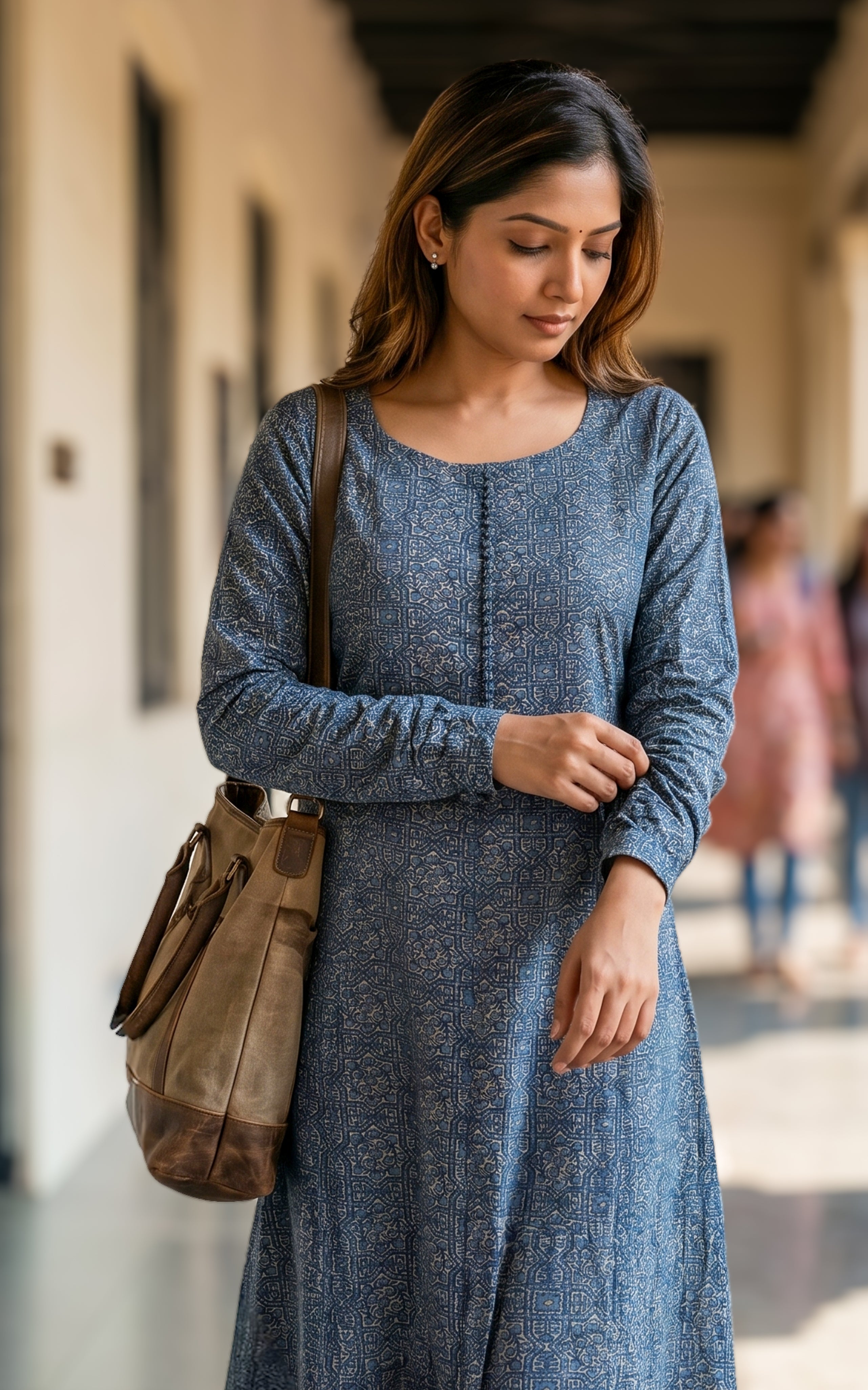 Blue stylish Aline kurti for women