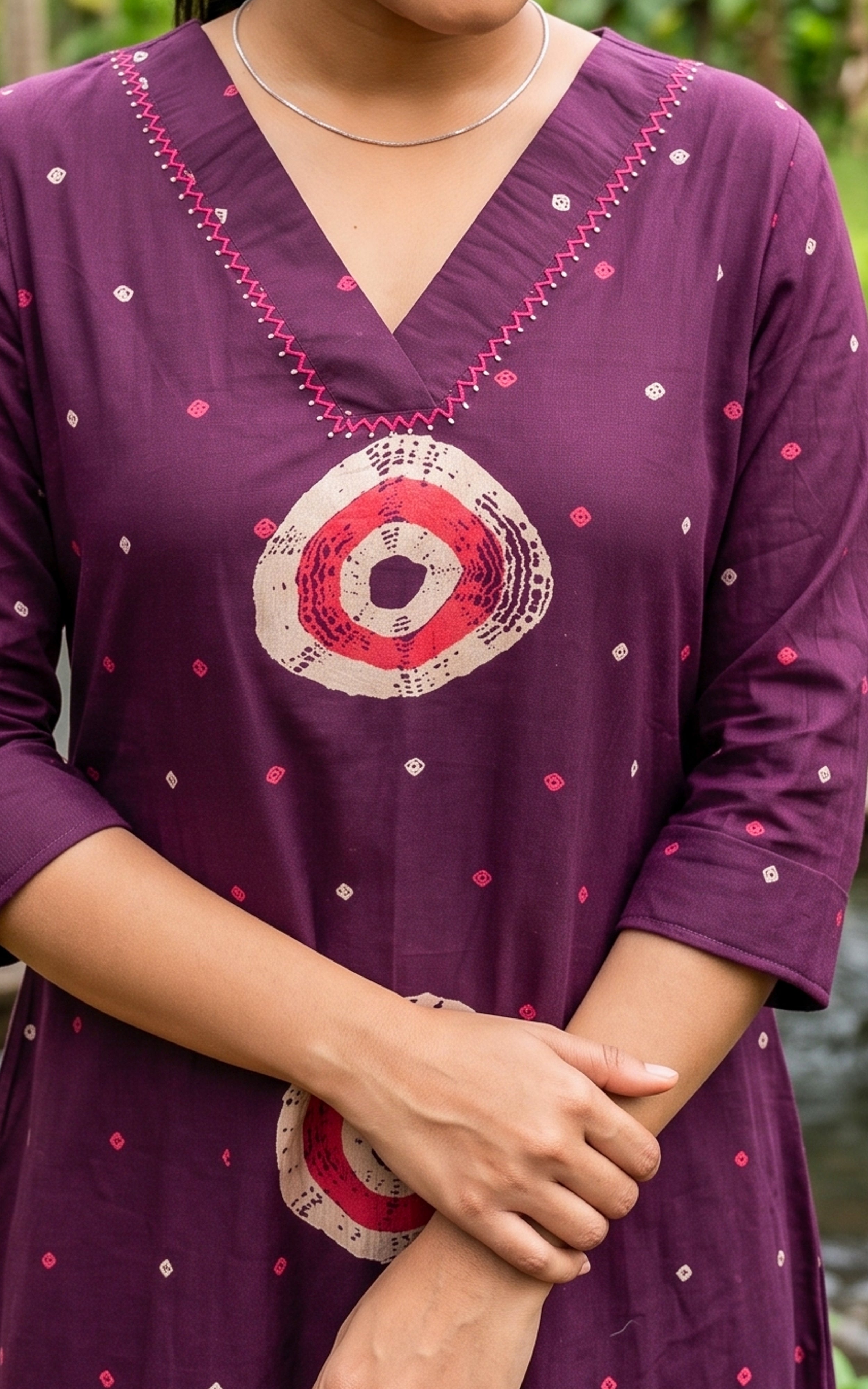 Purple Cotton Aline Kurti with Cotton Dupatta for Women