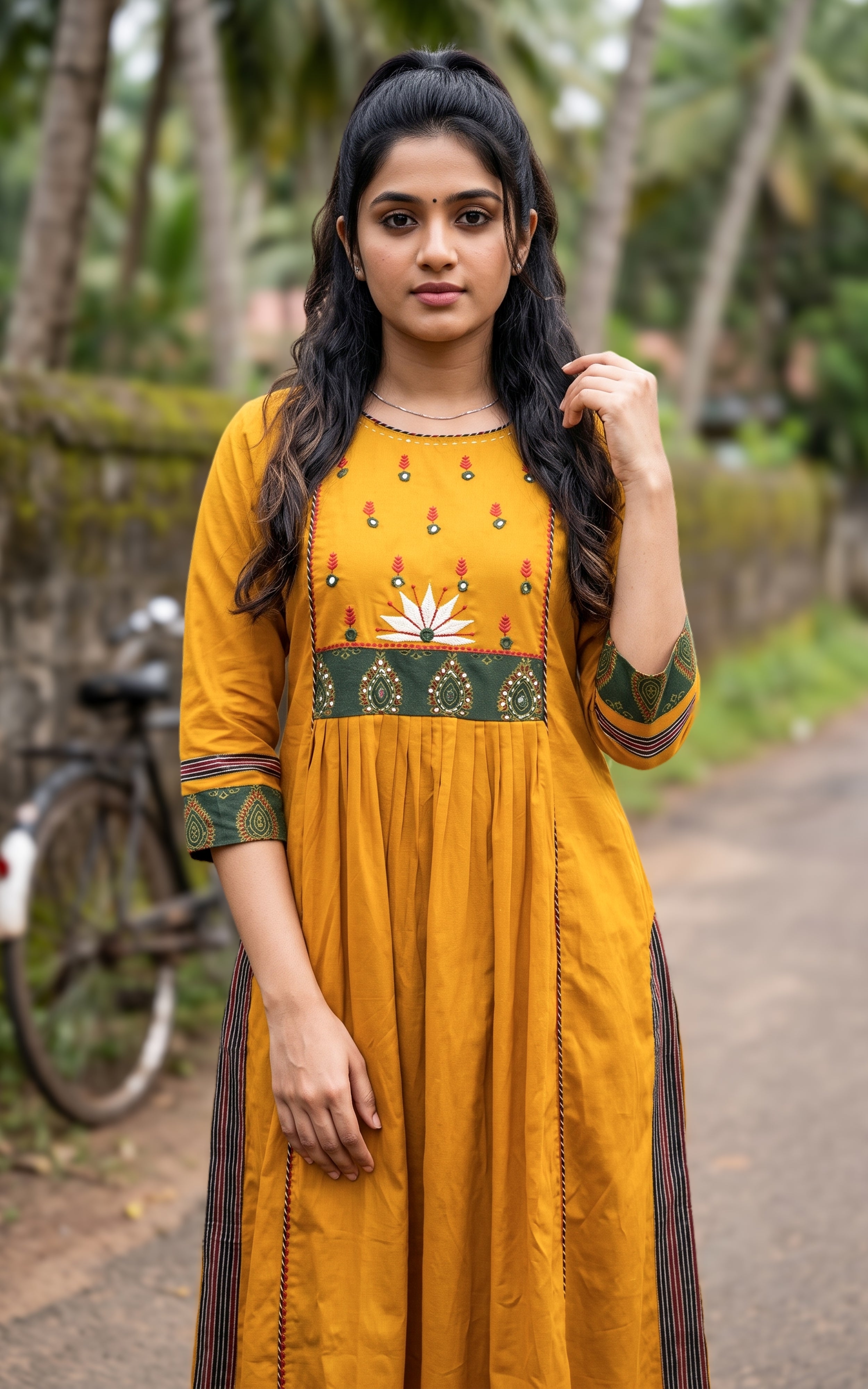 Mustard Cotton Casual Wear Kurti Set for Women
