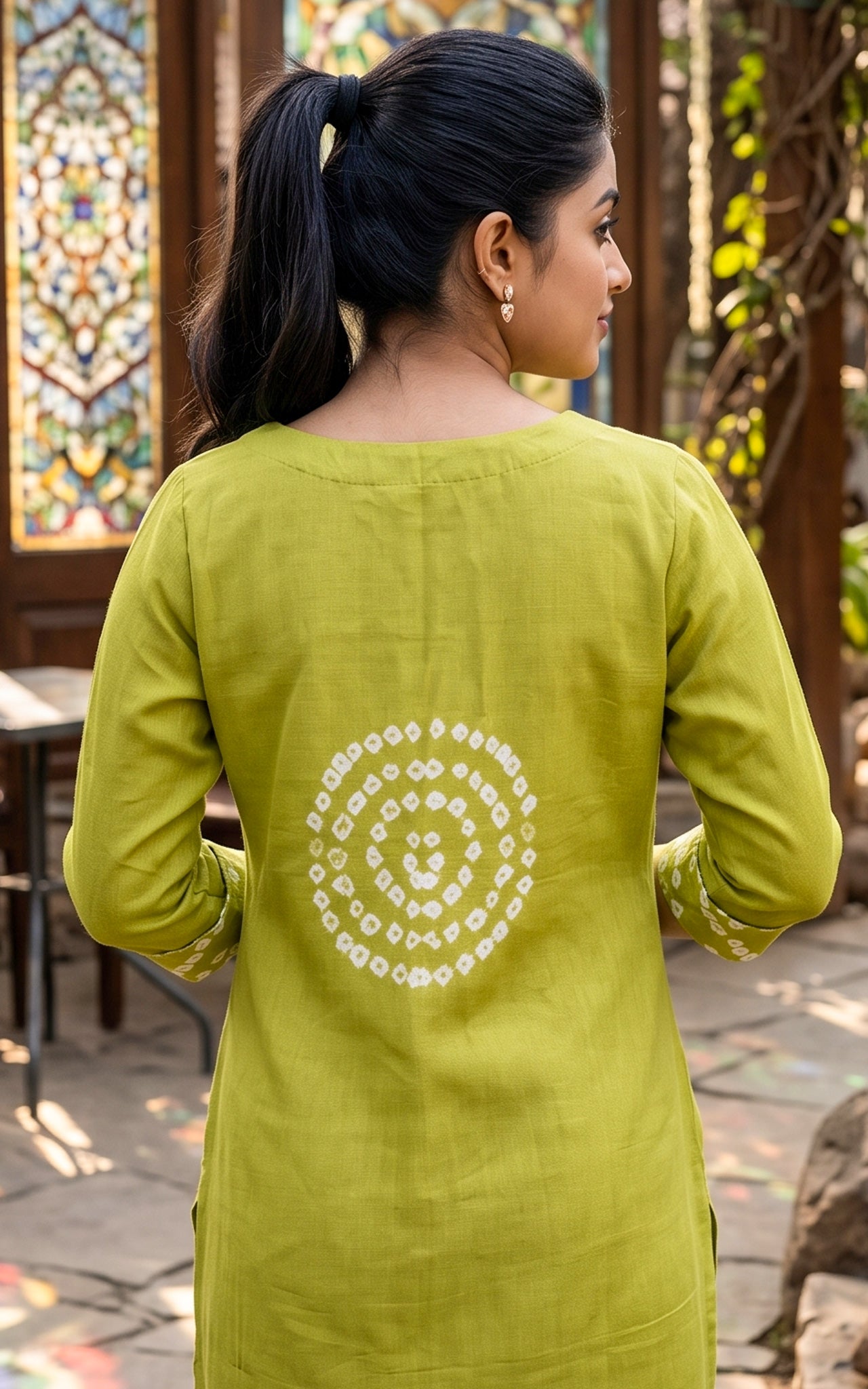 Pista Green Cotton Ethnic Wear Kurti Set for Women