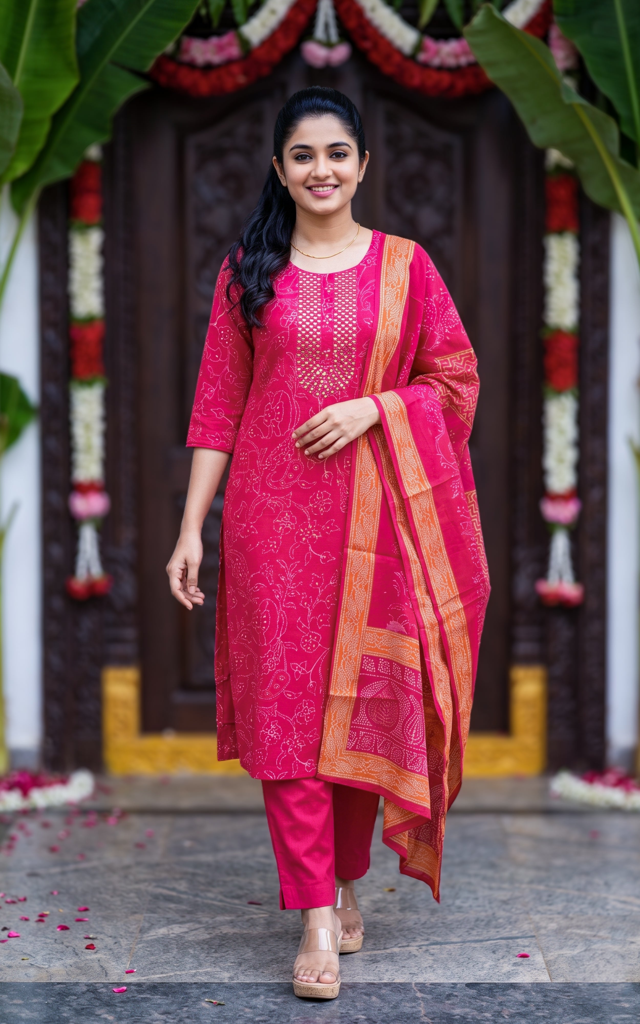 Sanjavi Reddish Pink (Kurti+Pant+Dupatta)