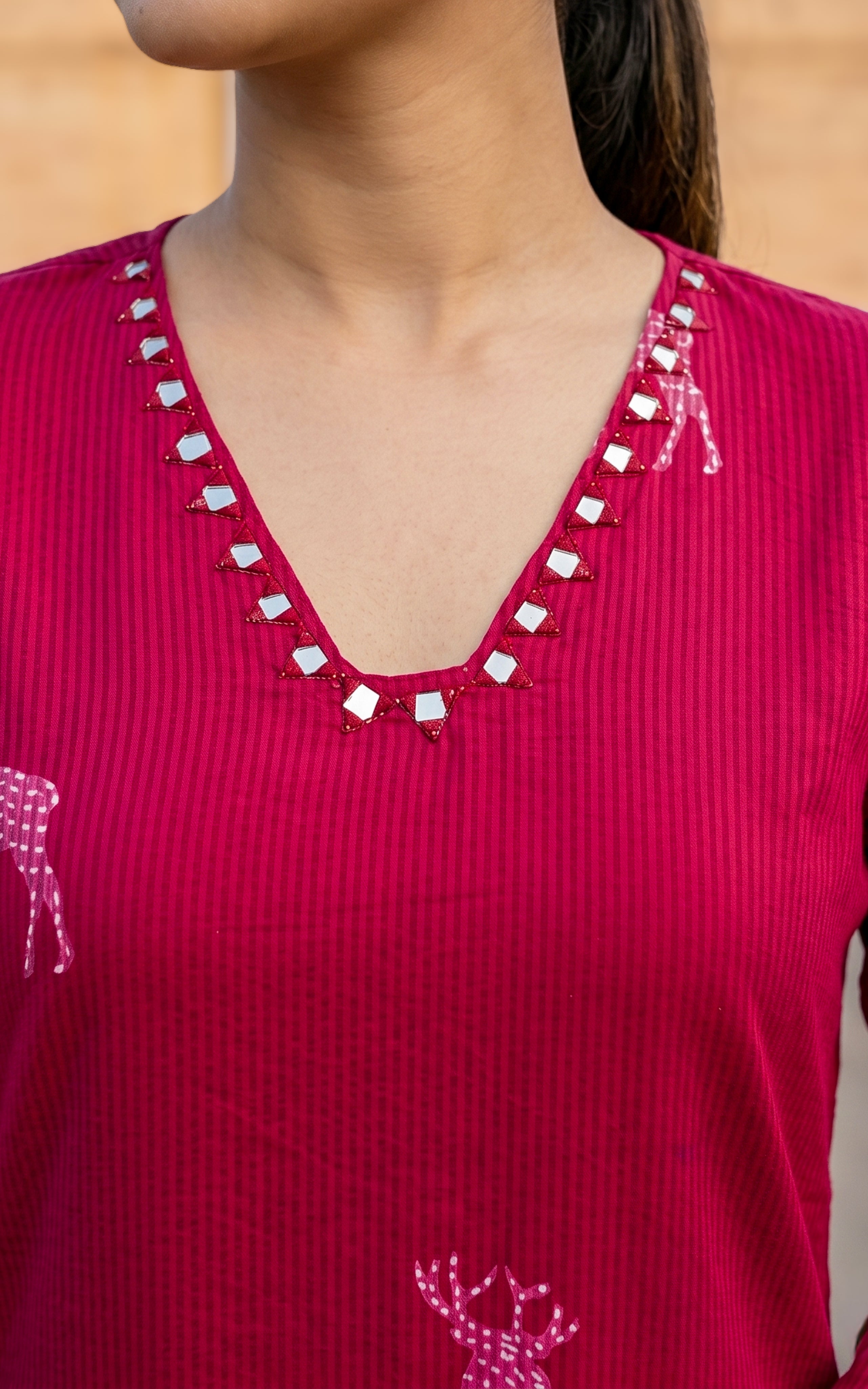 Magenta soft cotton kurti for women