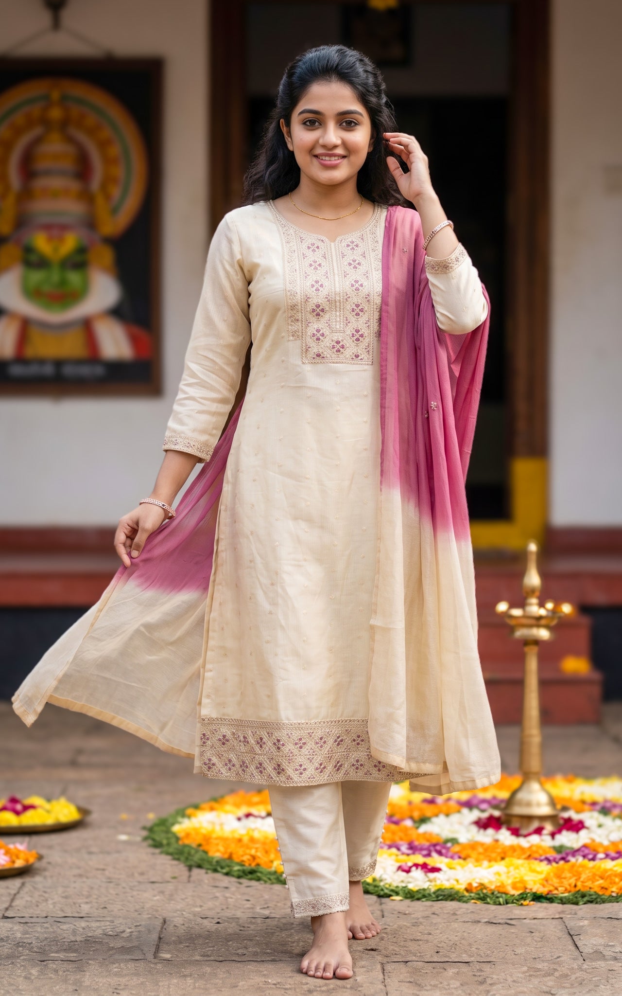 Mullapoo (Kurti+Pant+Dupatta)