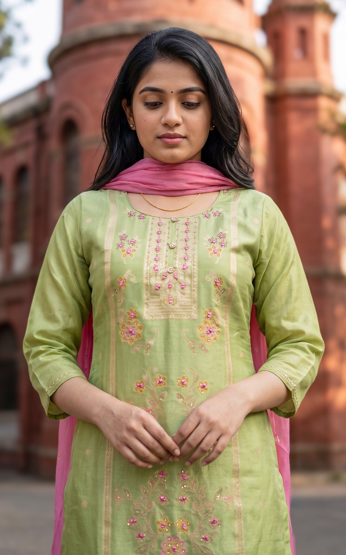 Instore – Vaagai Kurti Pant Dupatta Set for Women – Cotton – Printed – Ethnic Wear