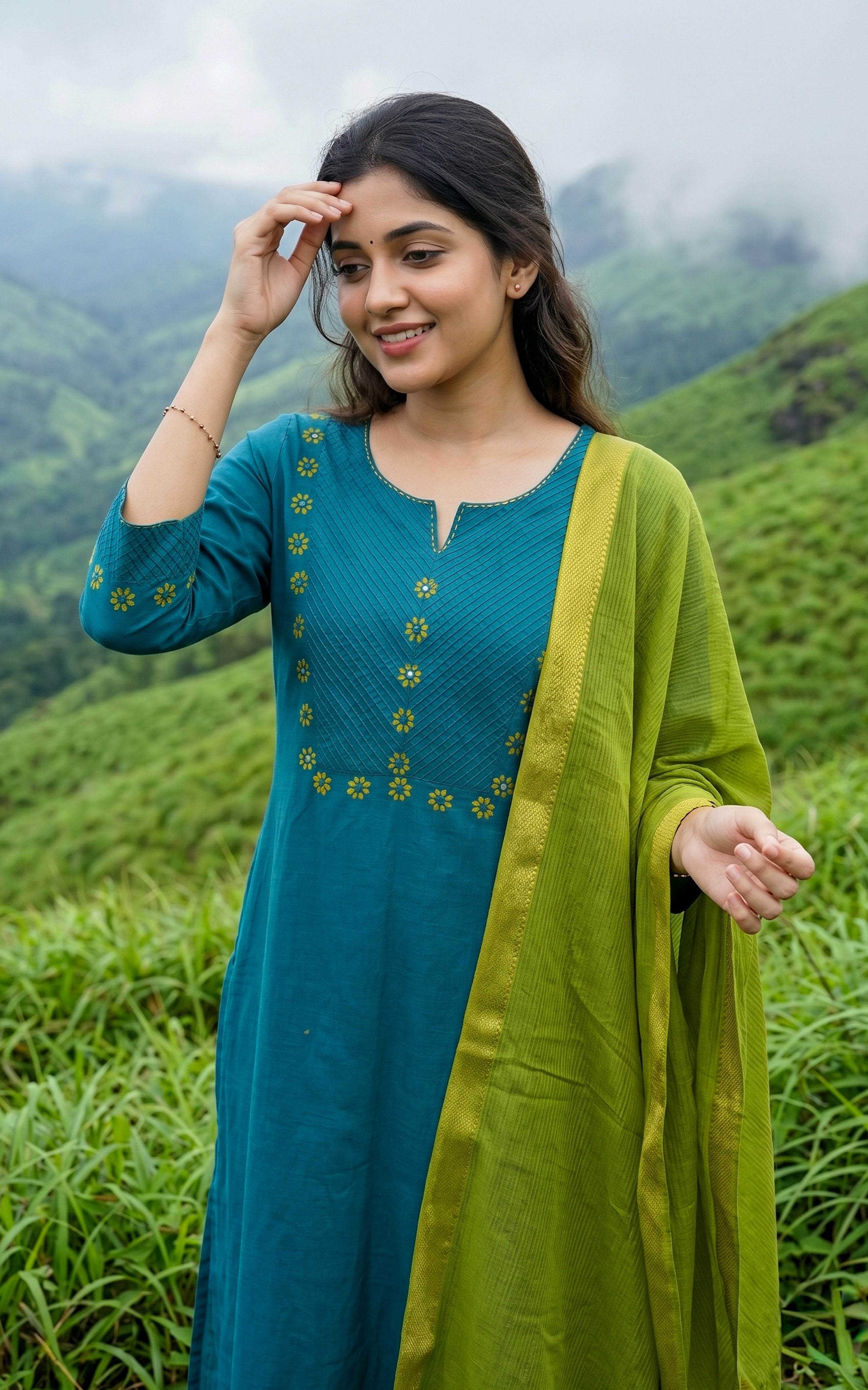 Masani Teal (Kurti+Dupatta)