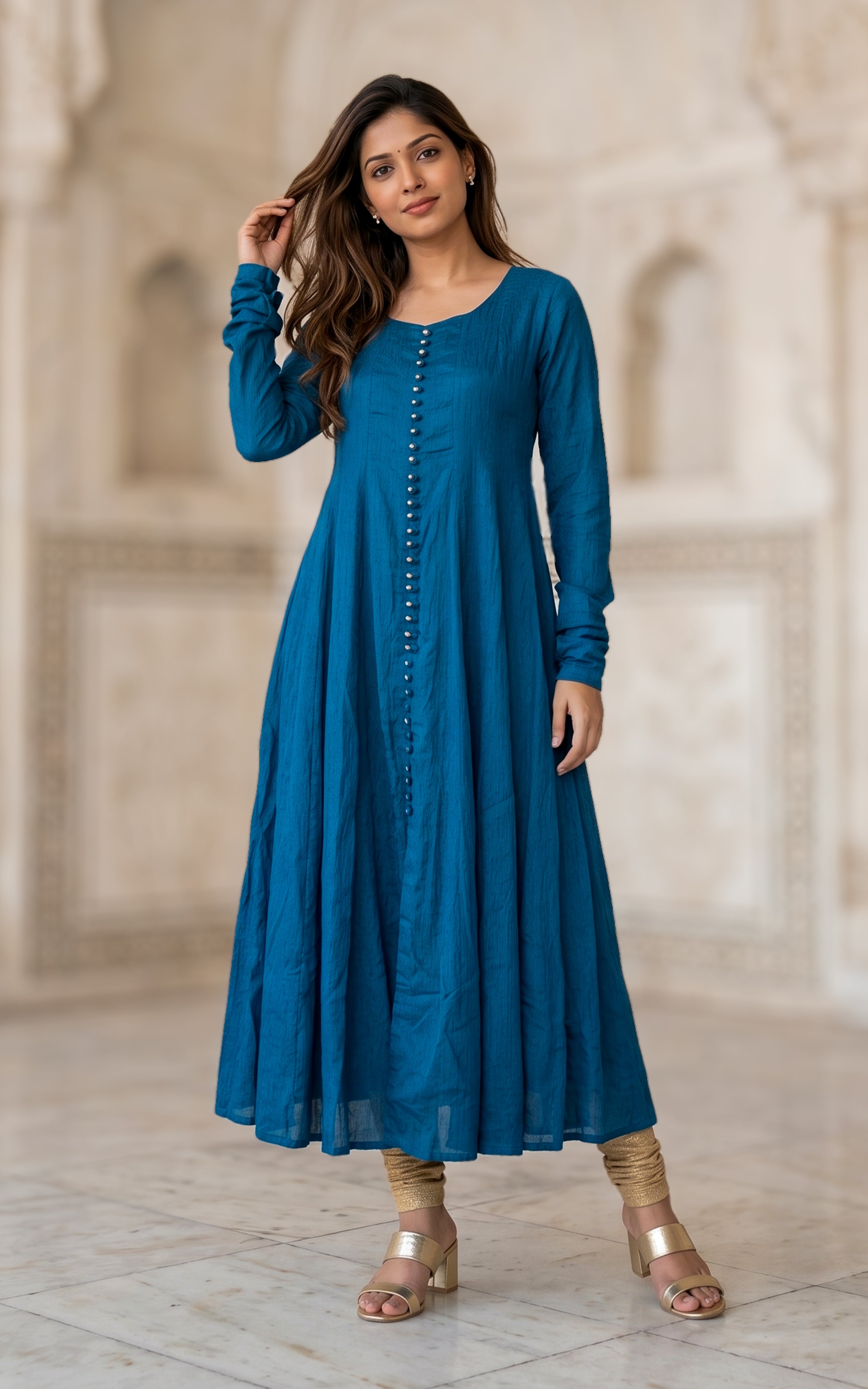 Trendy traditional Anarkali gown for girls, rich classy look