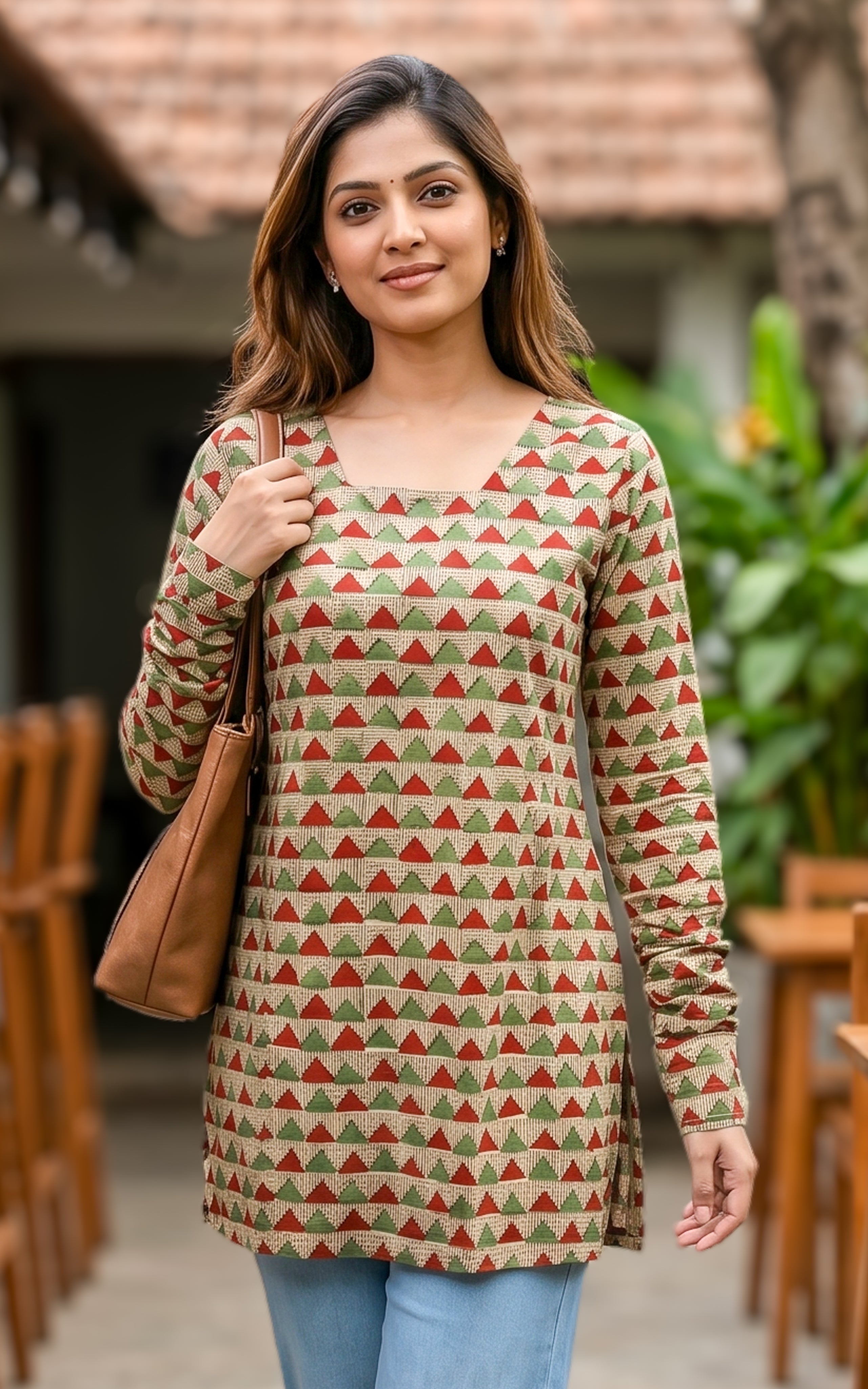 Cotton kurti with criss cross back design

Straight cut short kurti for women
