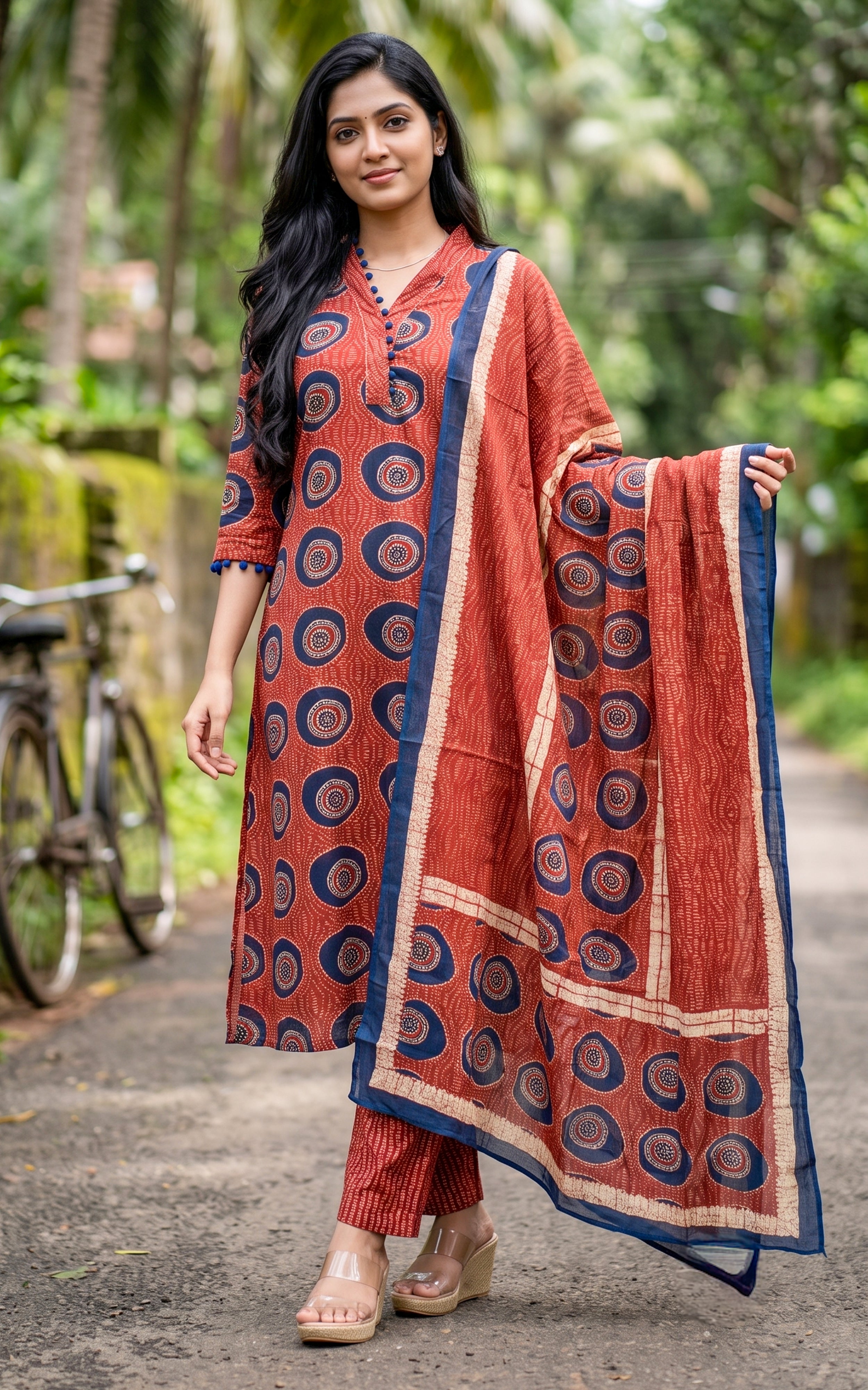 Maroon Cotton Ethnic Wear Kurti Set for Women