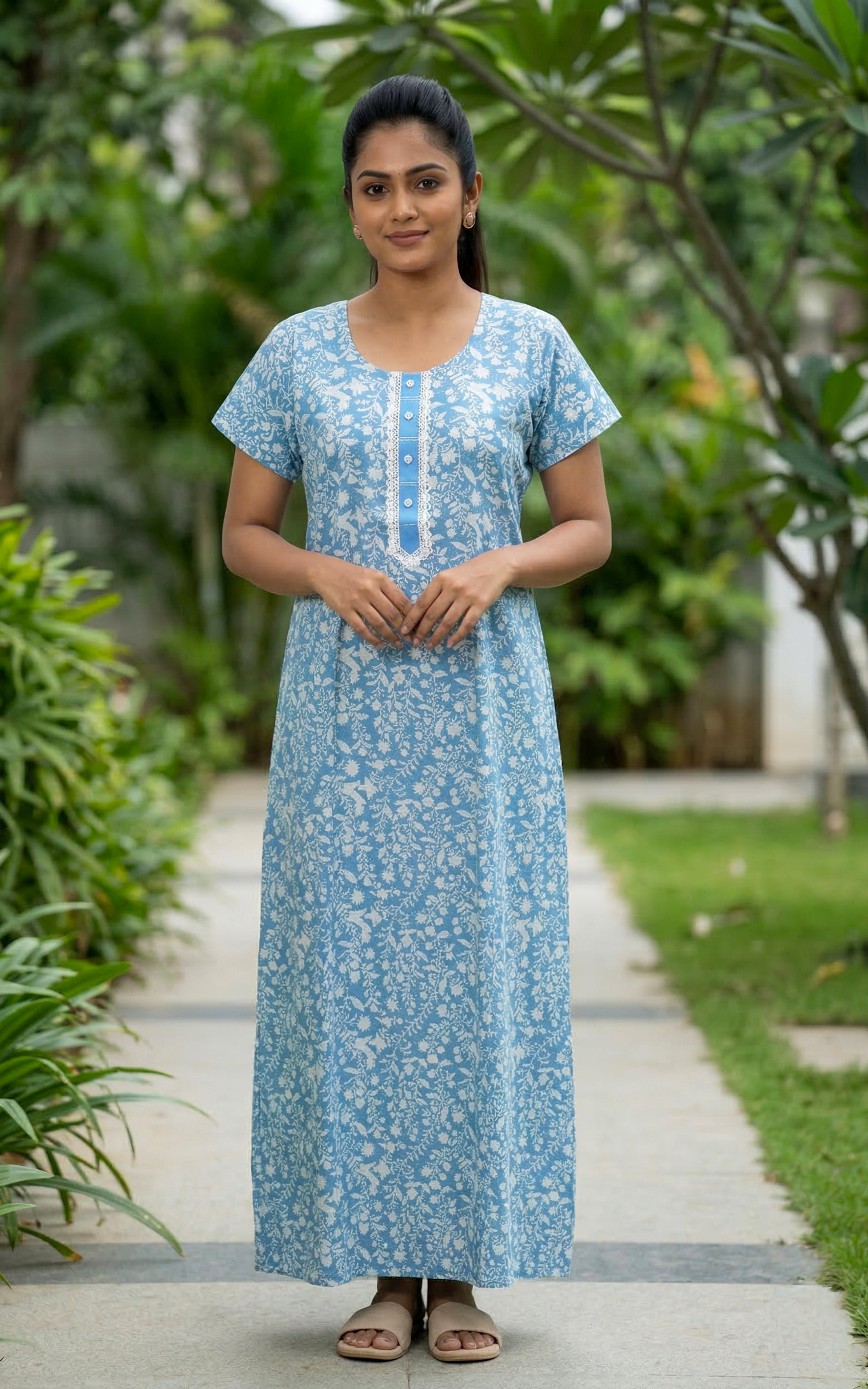 Cotton Straight Fit Nighty-159SS1B