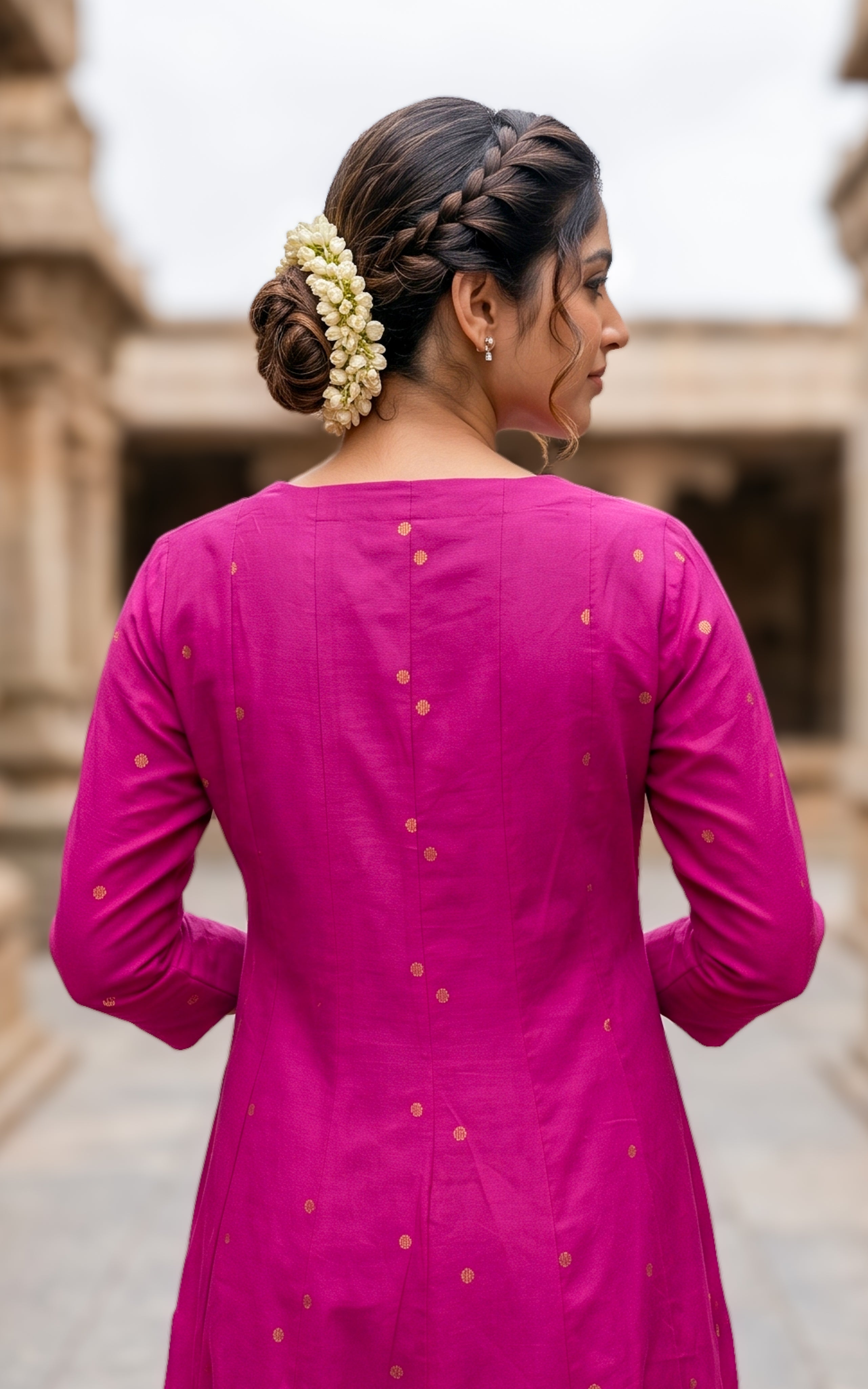Instore – Pink Thashika Anarkali Kurti with Dupatta for Women – Cotton – Full Flared Silhouette – Festive Ethnic Wear