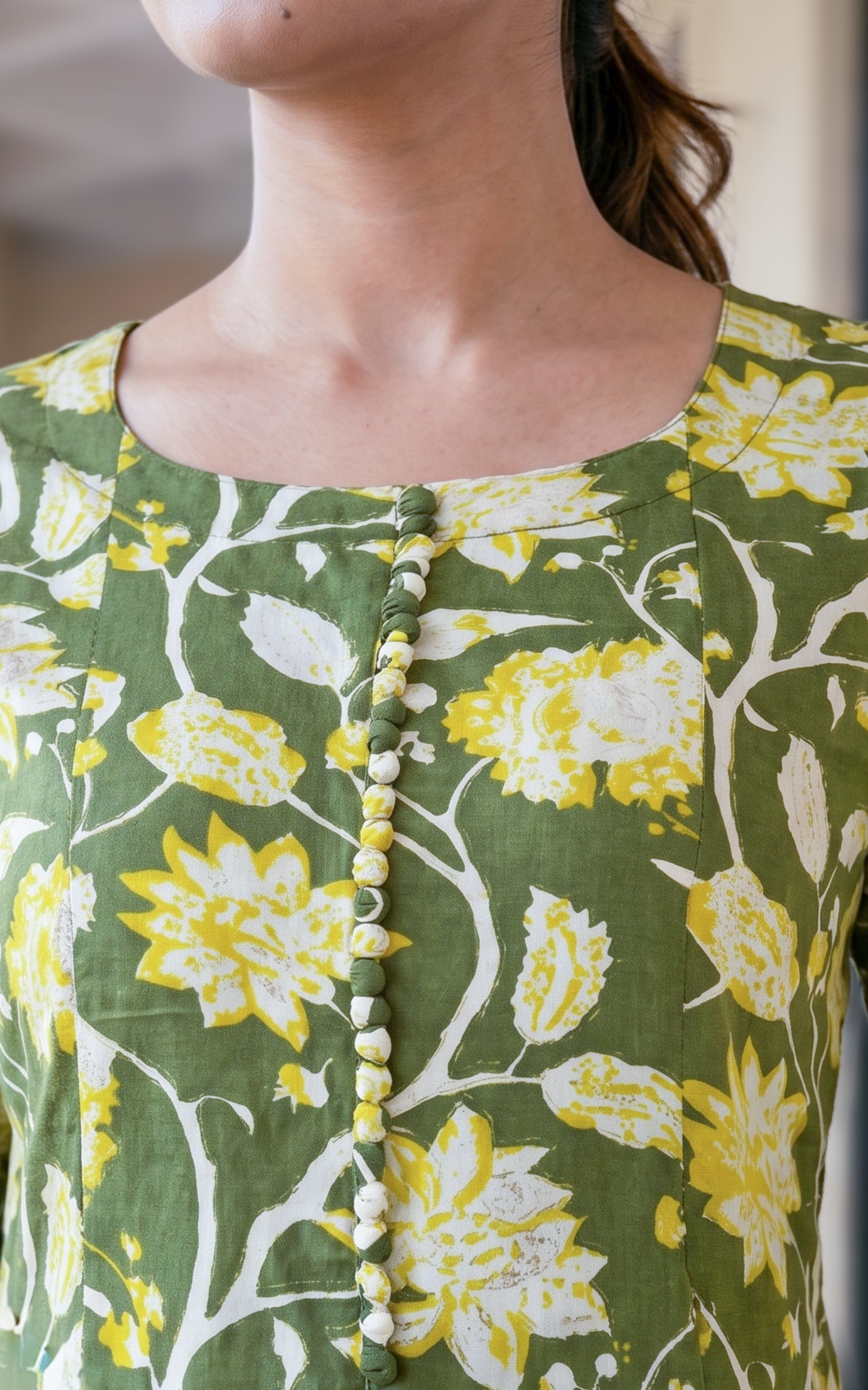 Green stylish Aline kurti for women