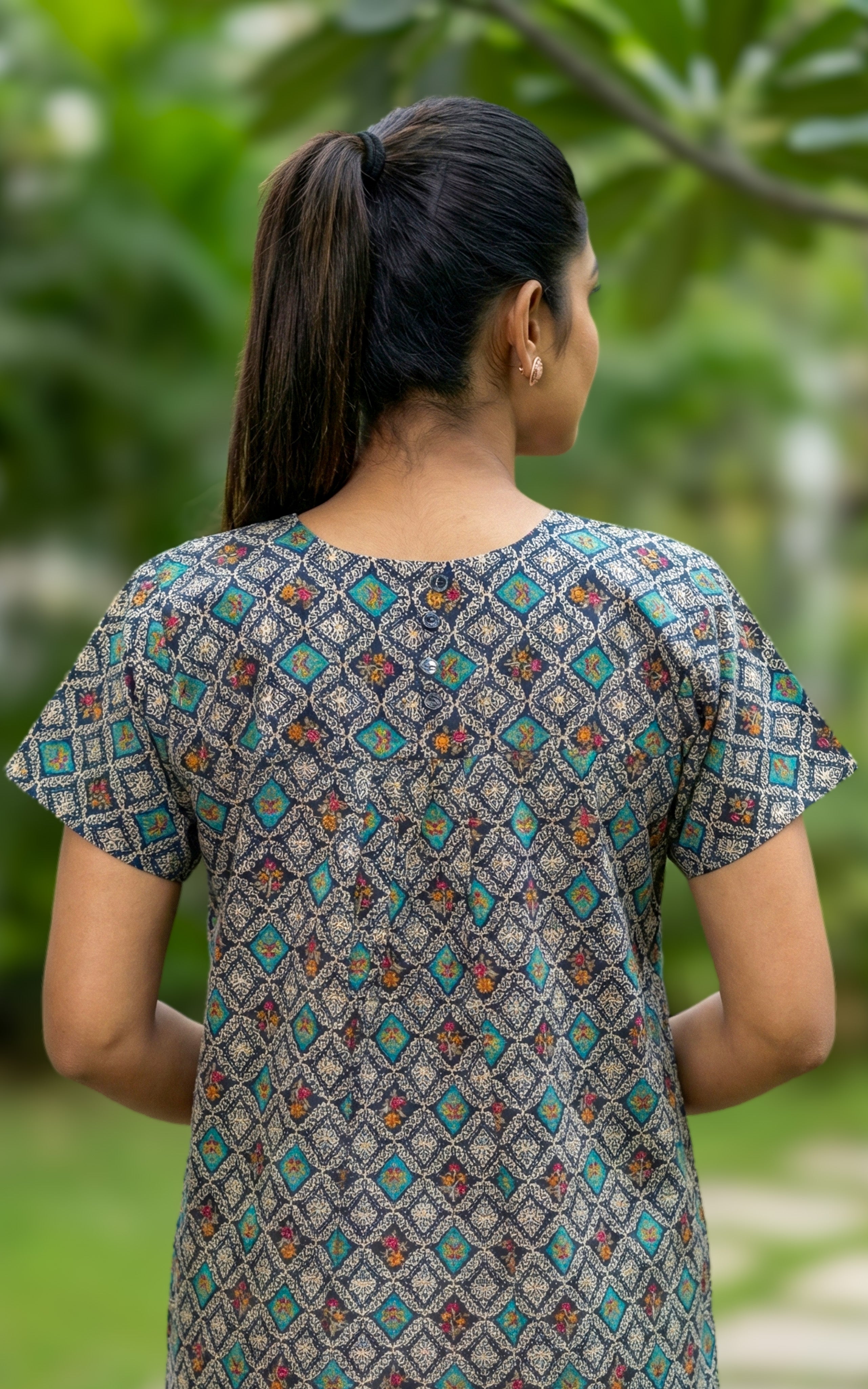 Comfortable printed cotton nighty for women