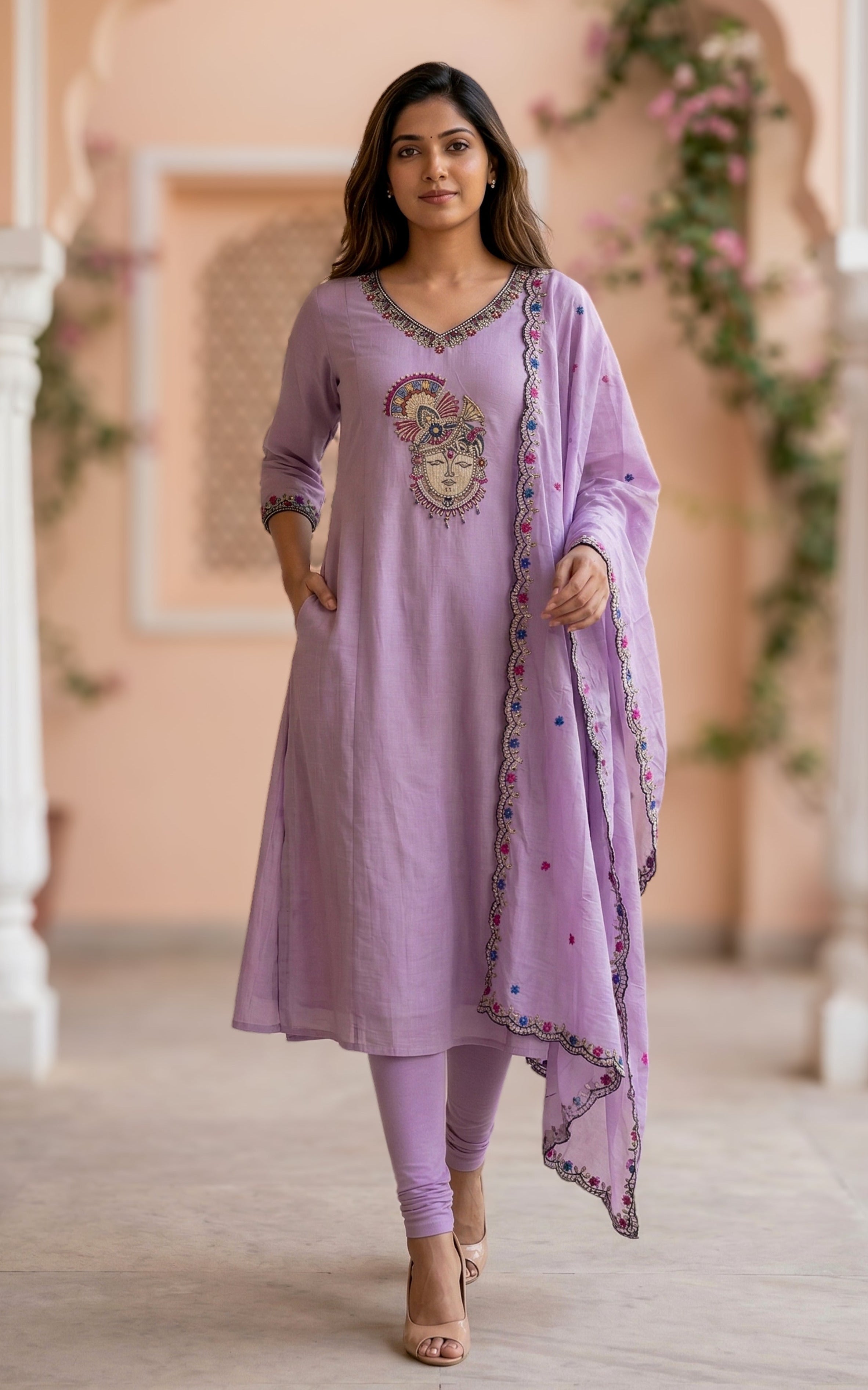 Thulir Lavendar (Kurti+Dupatta)
