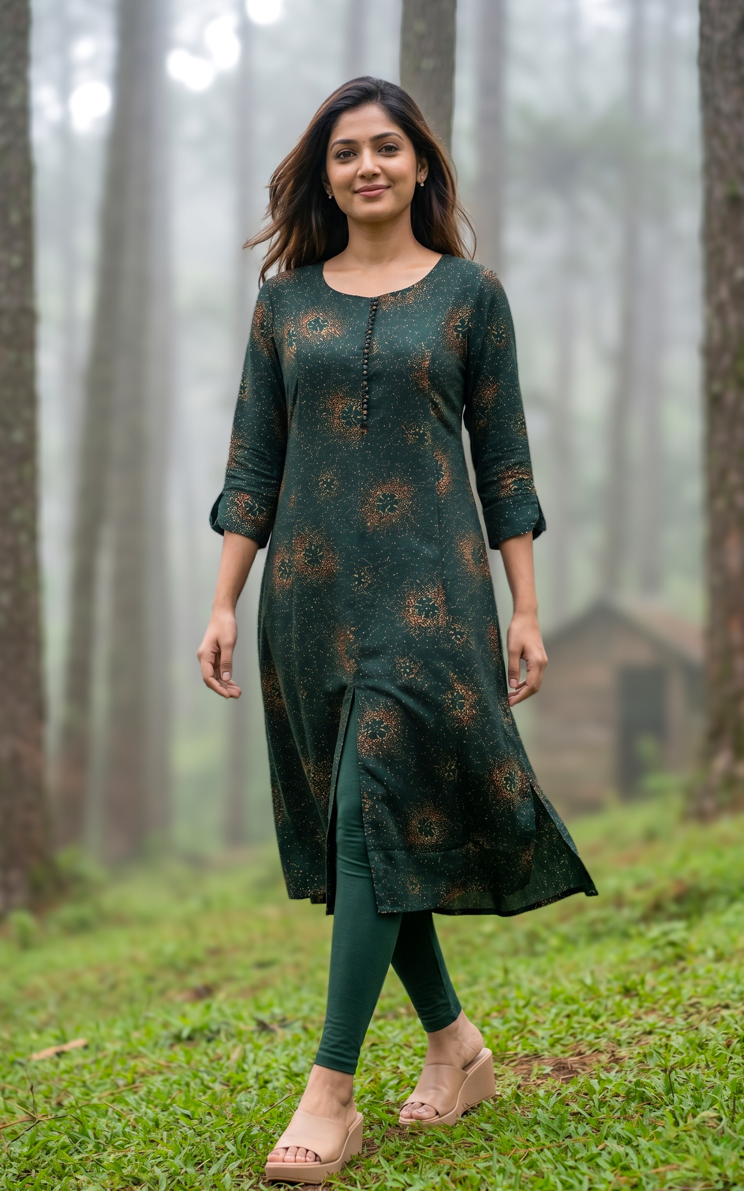 Georgette kurti with potli buttons for women