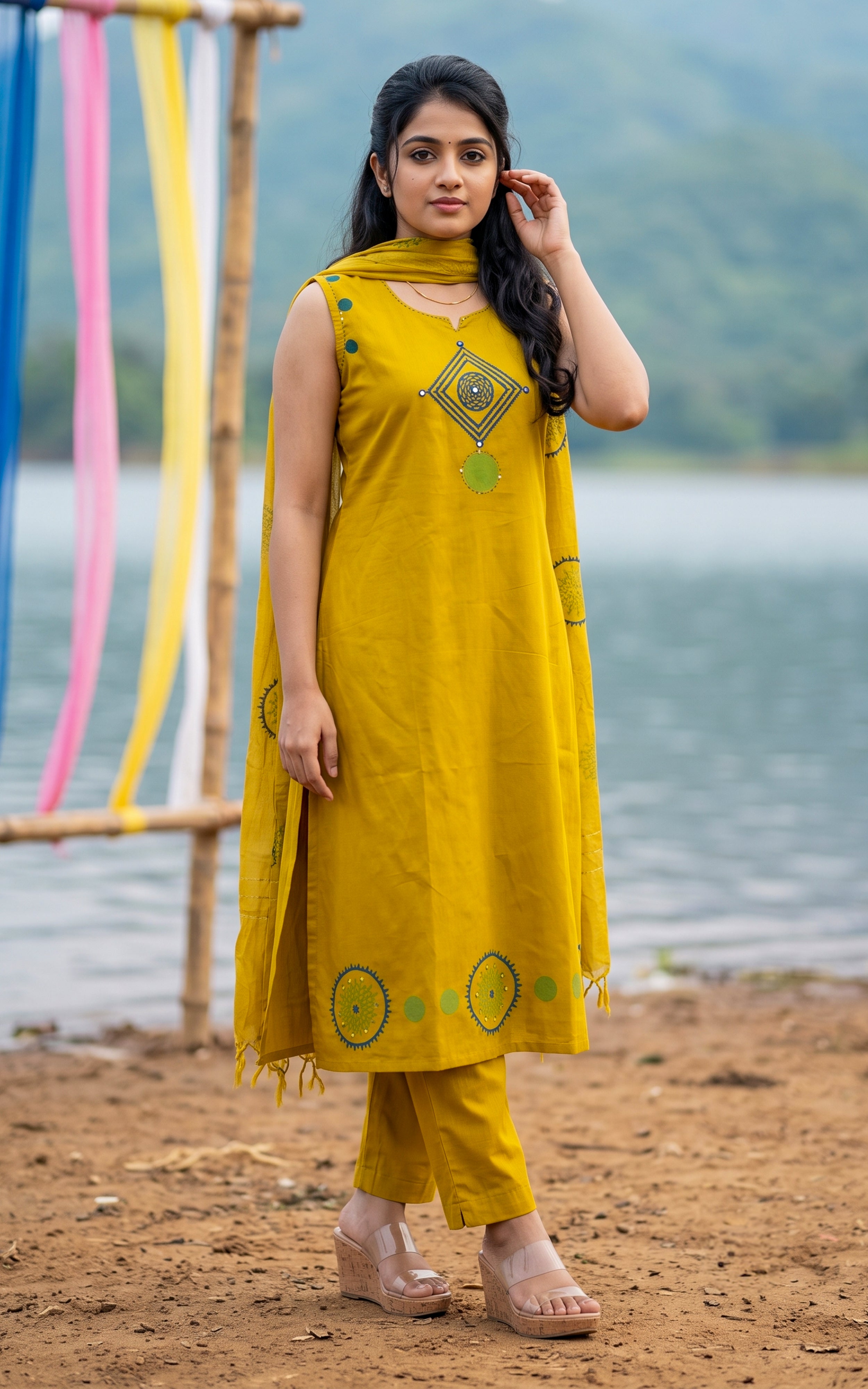 Mithusree Handblock (Kurti+Pant+Dupatta)
