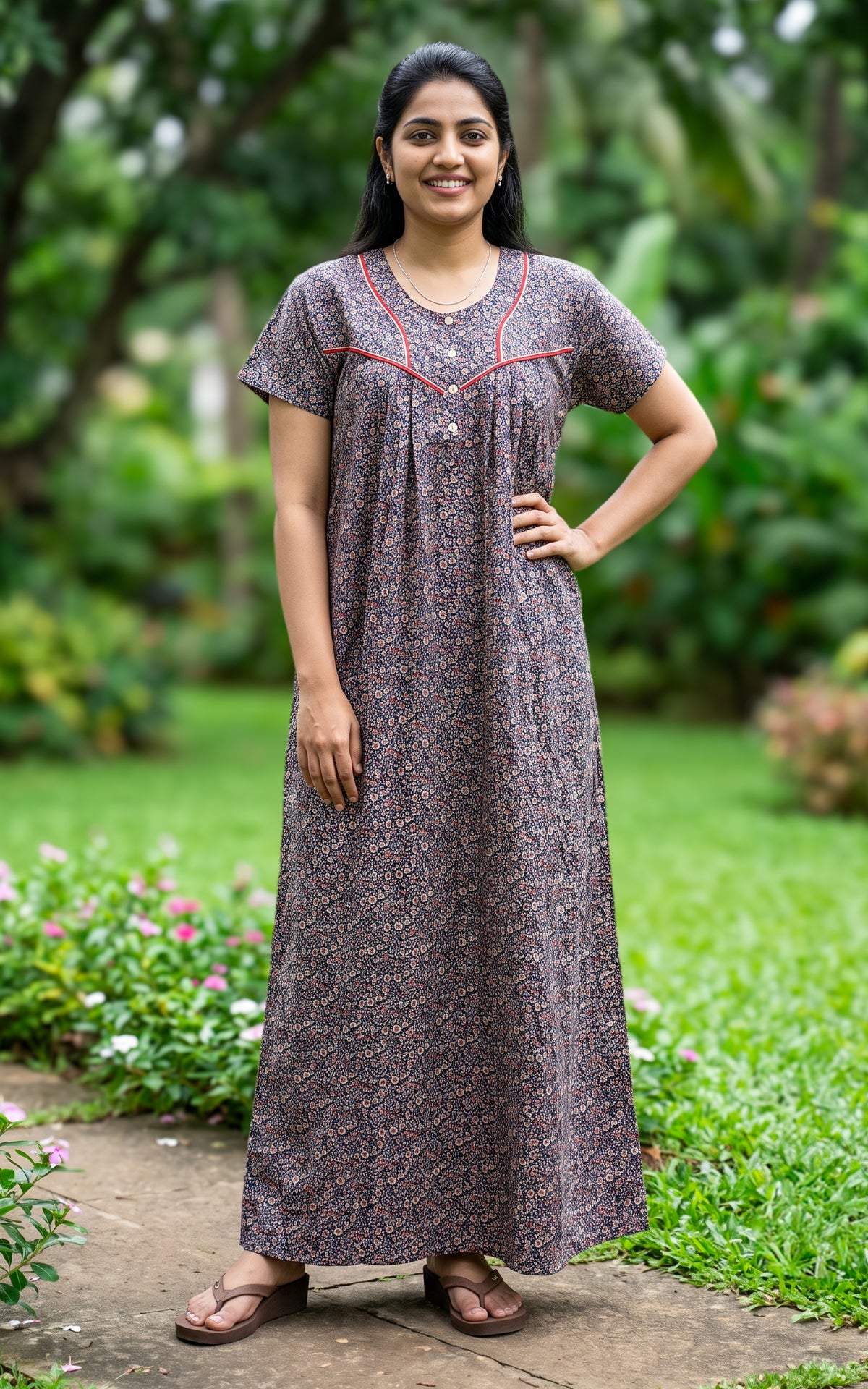 Cotton Straight Fit Nighty-166SS3C