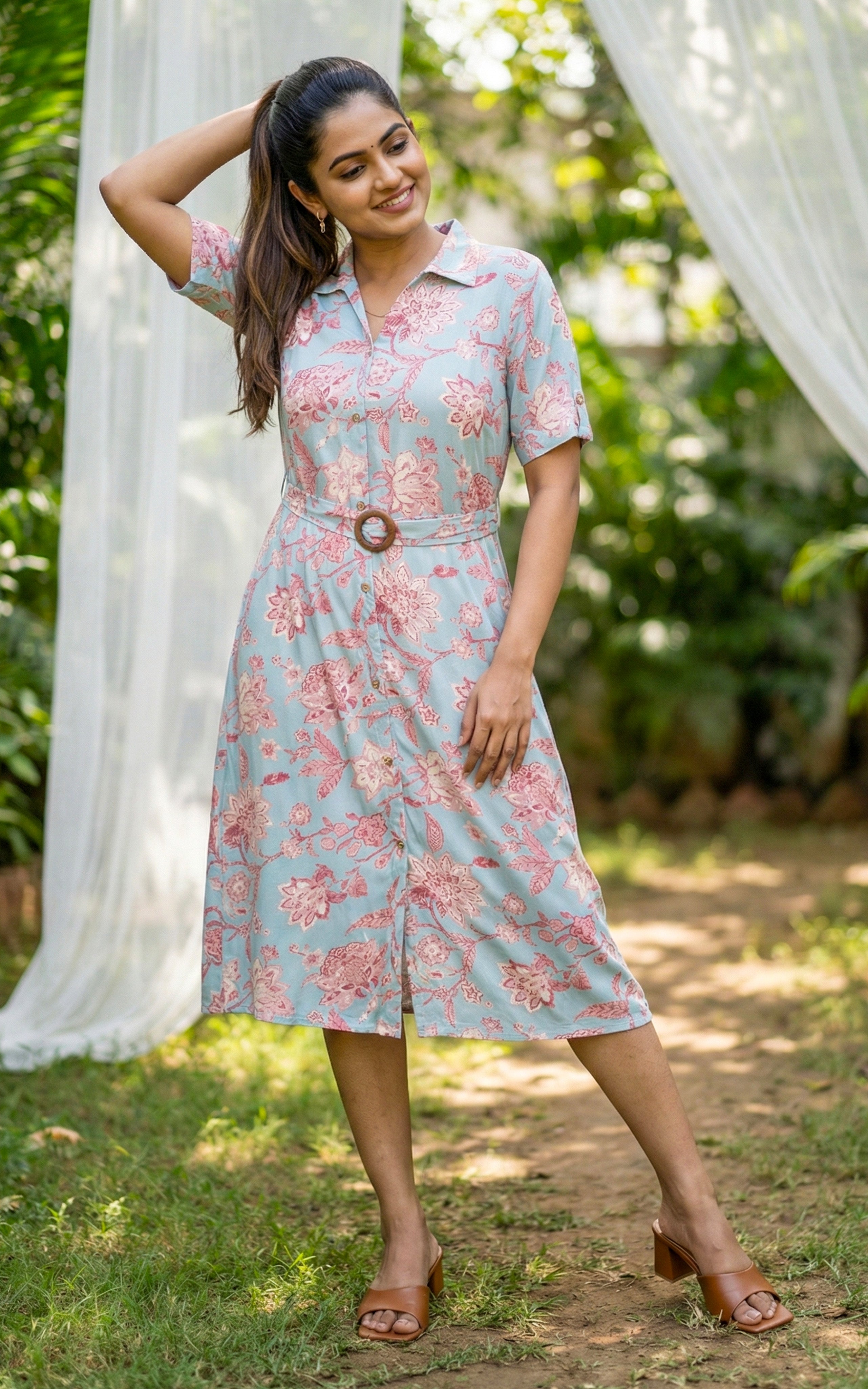 Instore – Sky Blue Modern Love Kurti for Women – Silky Rayon – Indian Ethnic Wear