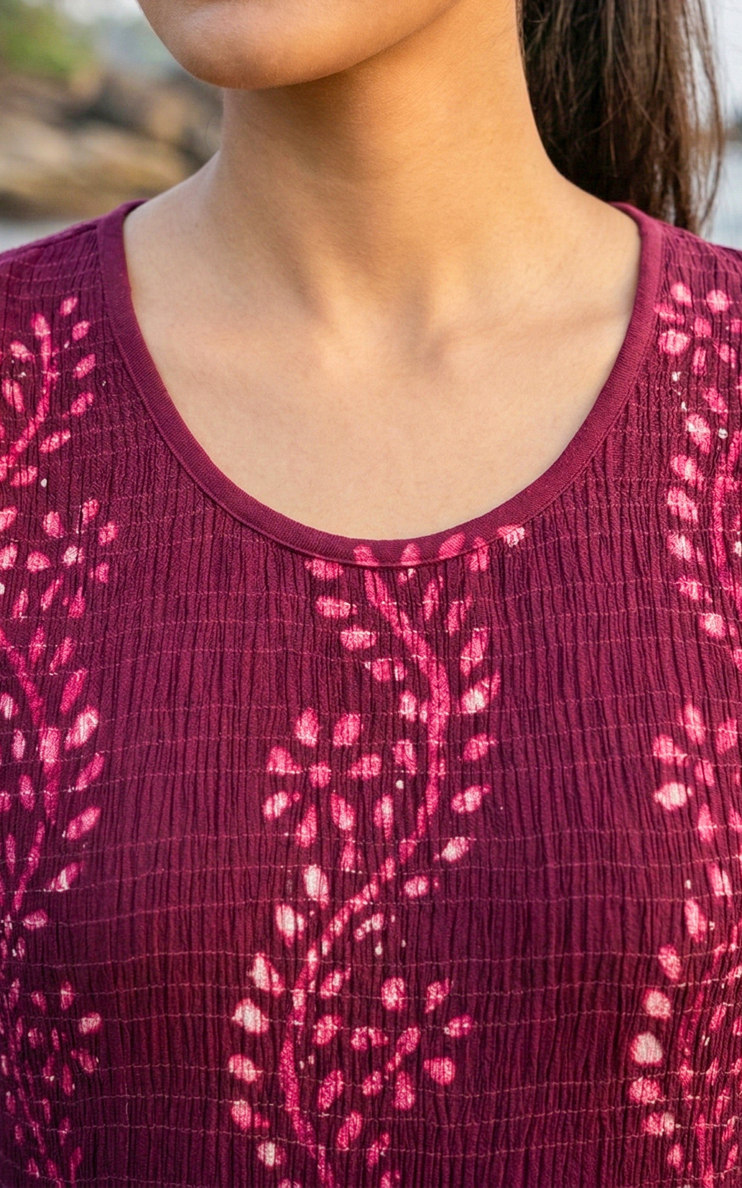 round neck maxi with traditional print for women's  