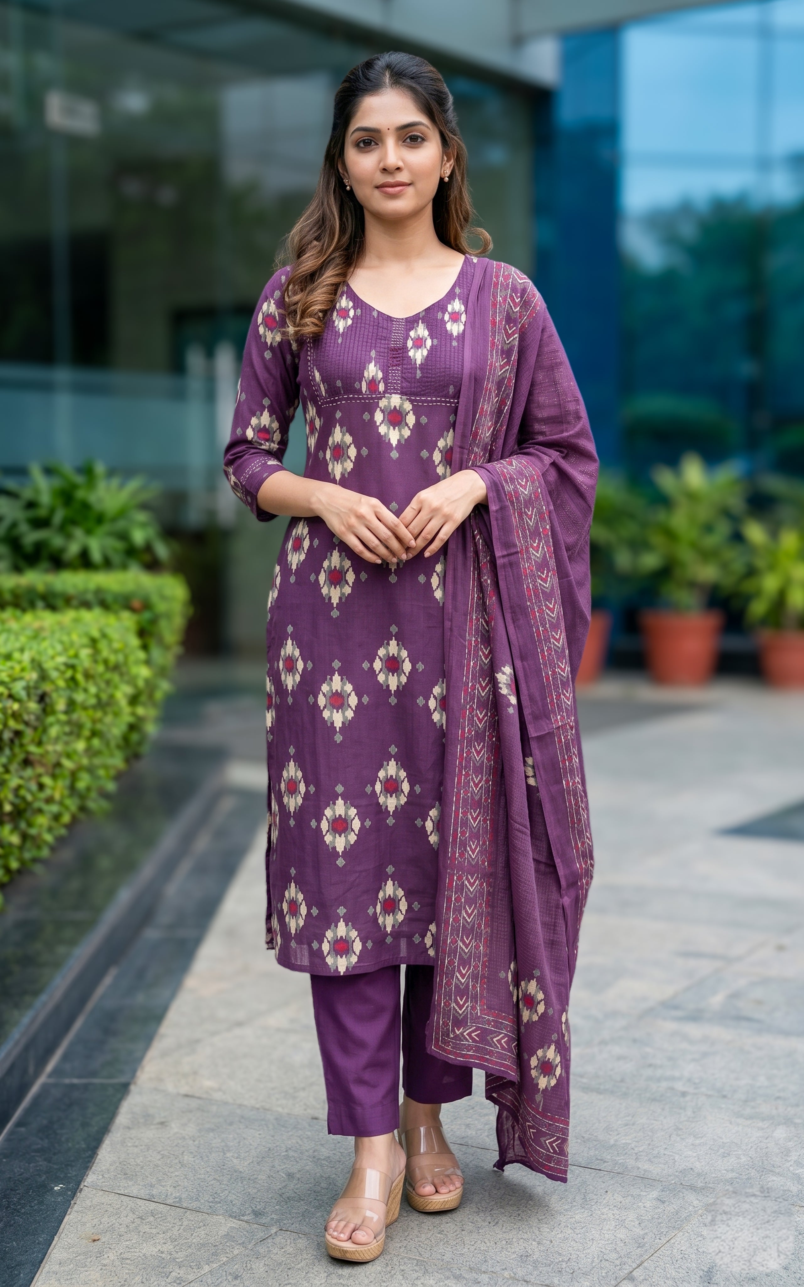Moulika Violet (Kurti+Pant+Dupatta)