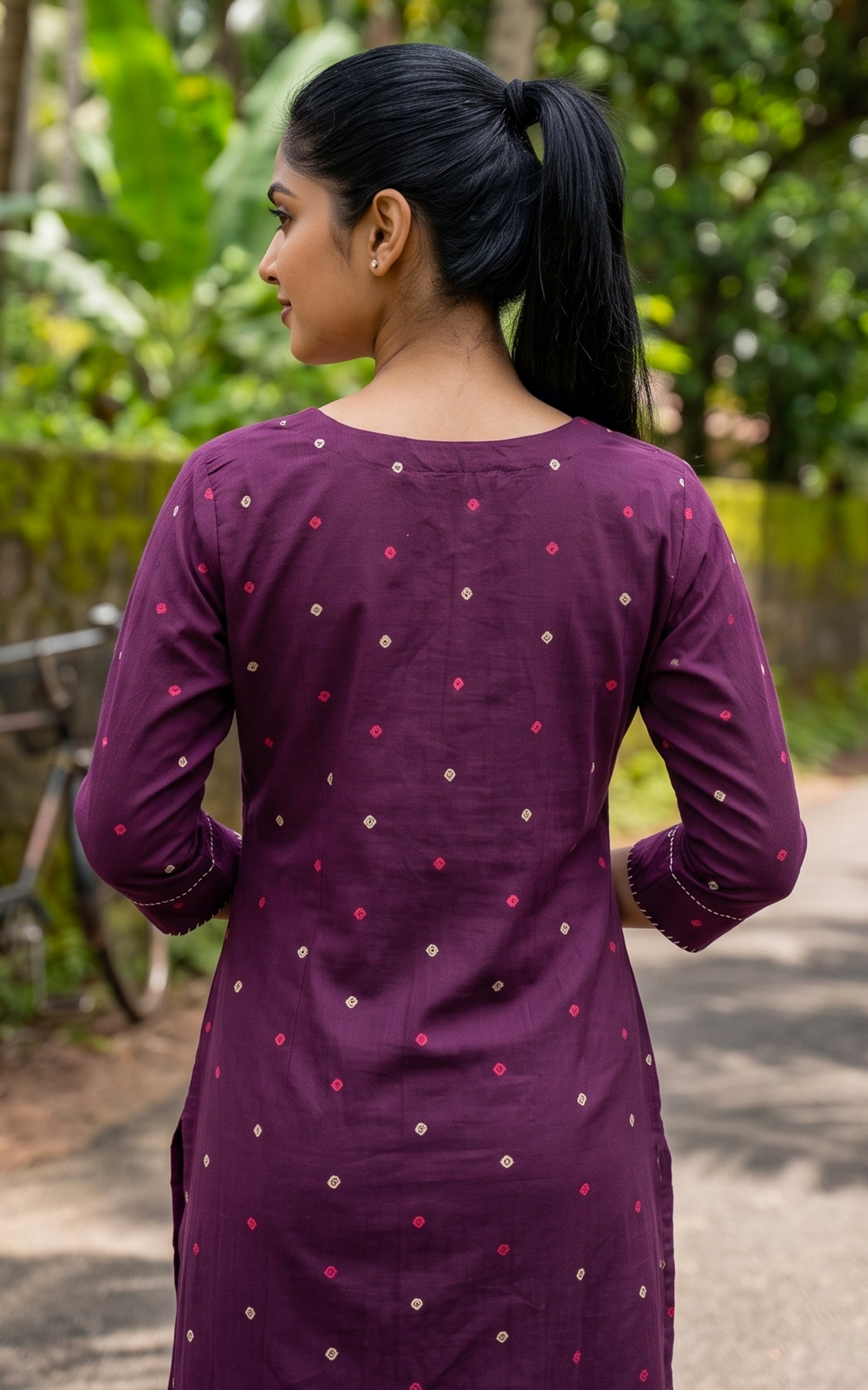 Purple Cotton Kurti Set with Cotton Dupatta for Women