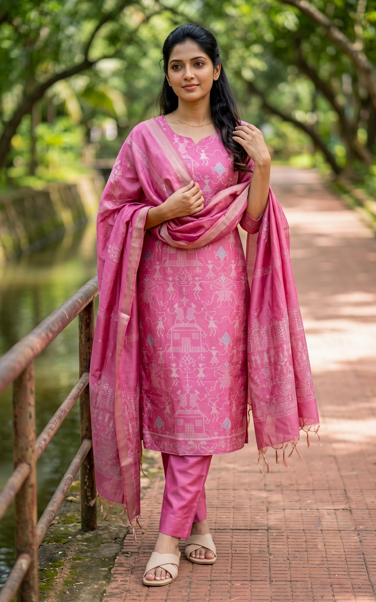 Farhana Pink (Kurti+Pant+Dupatta)