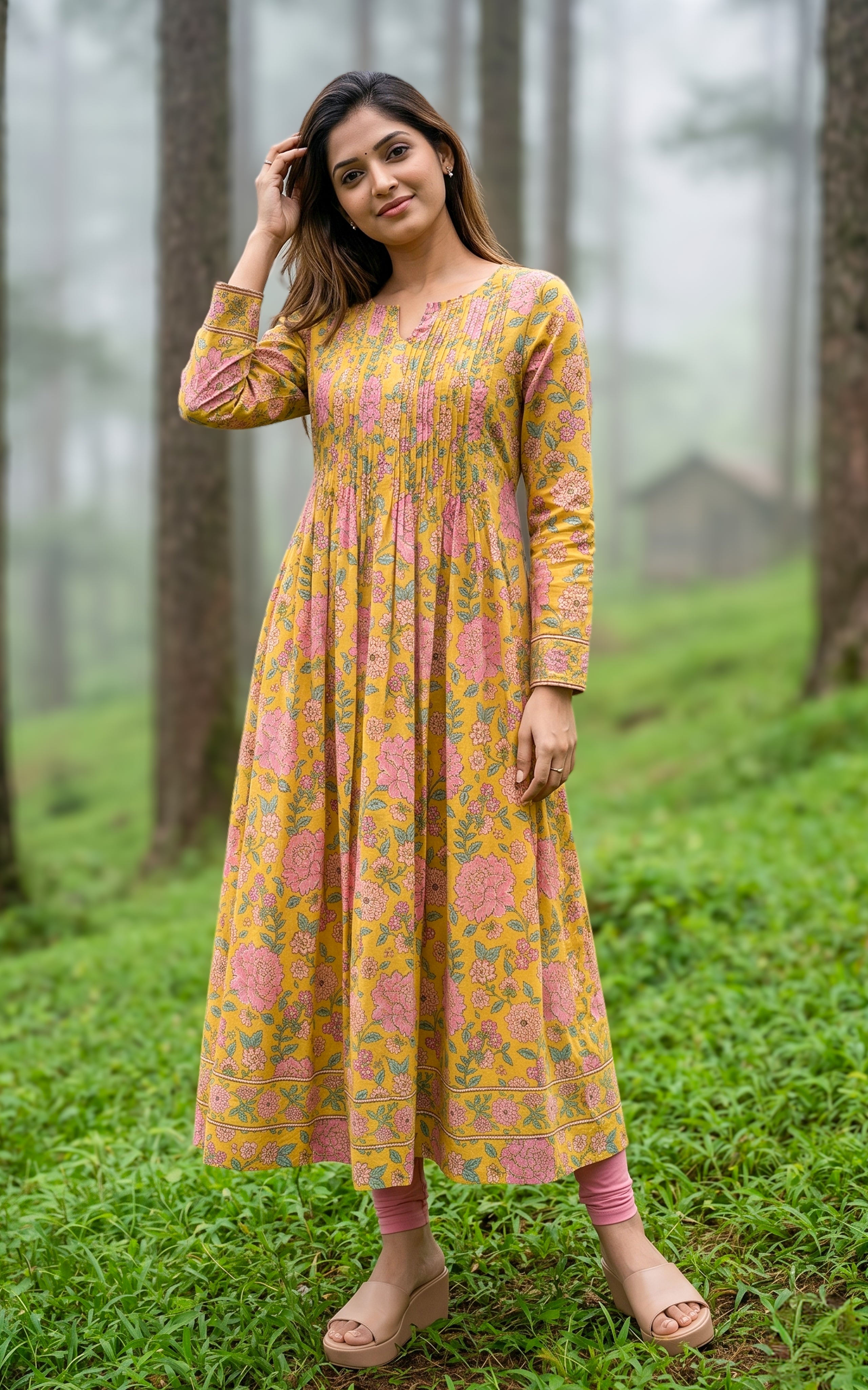 Soft fabric cotton Anarkali kurti for women
