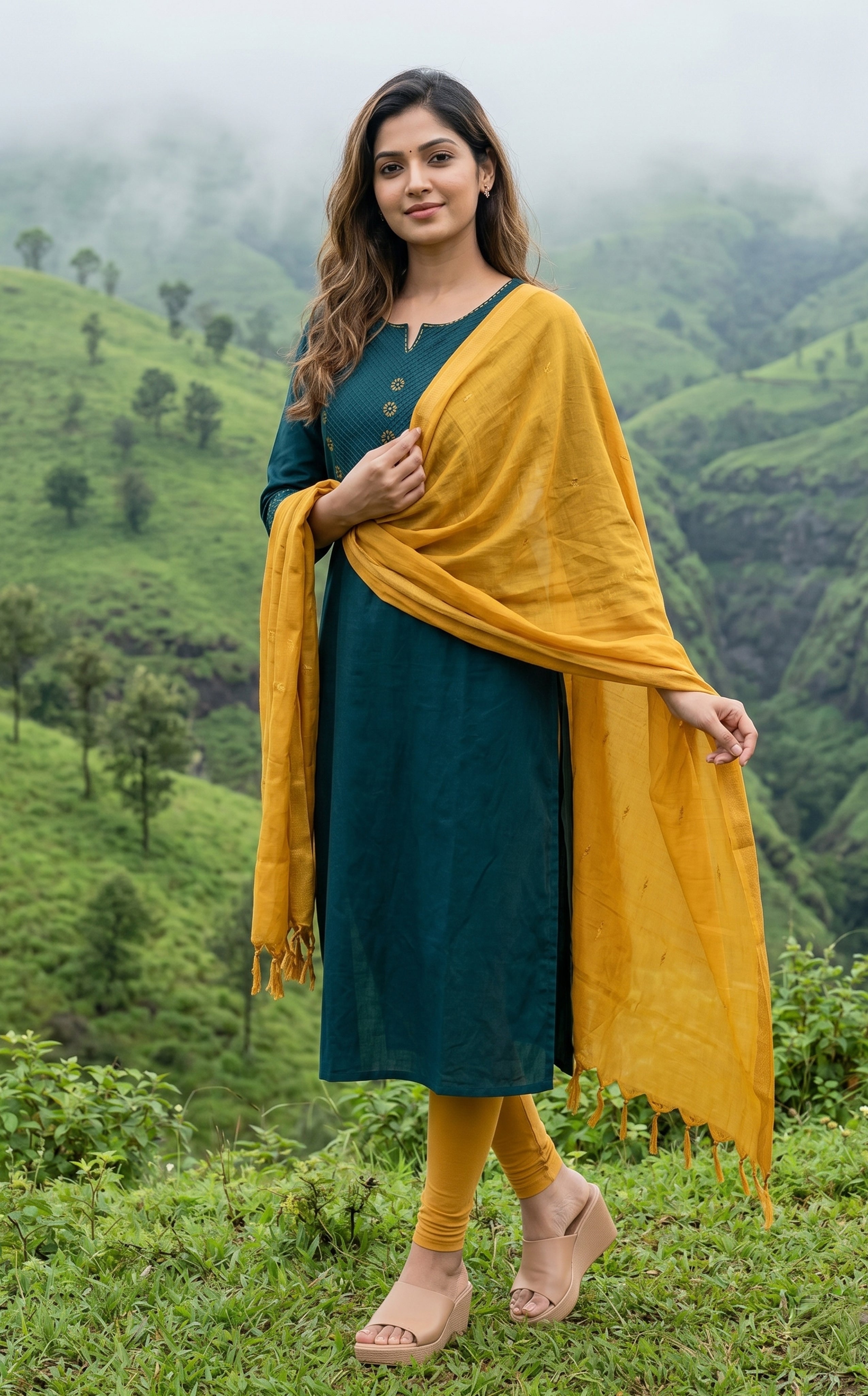 Masani Bottle Green (Kurti+Dupatta)