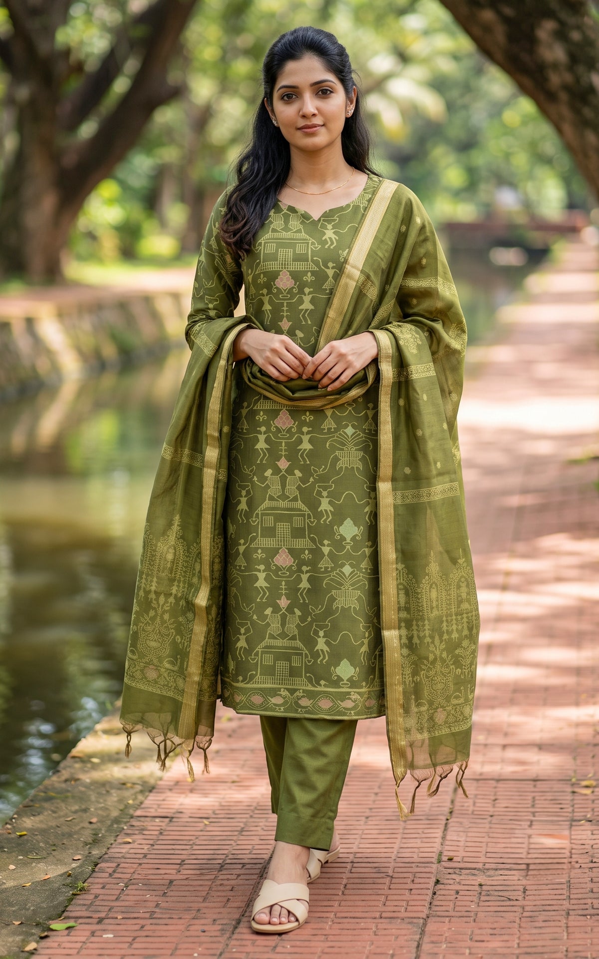 Farhana Mehandi Green (Kurti+Pant+Dupatta)