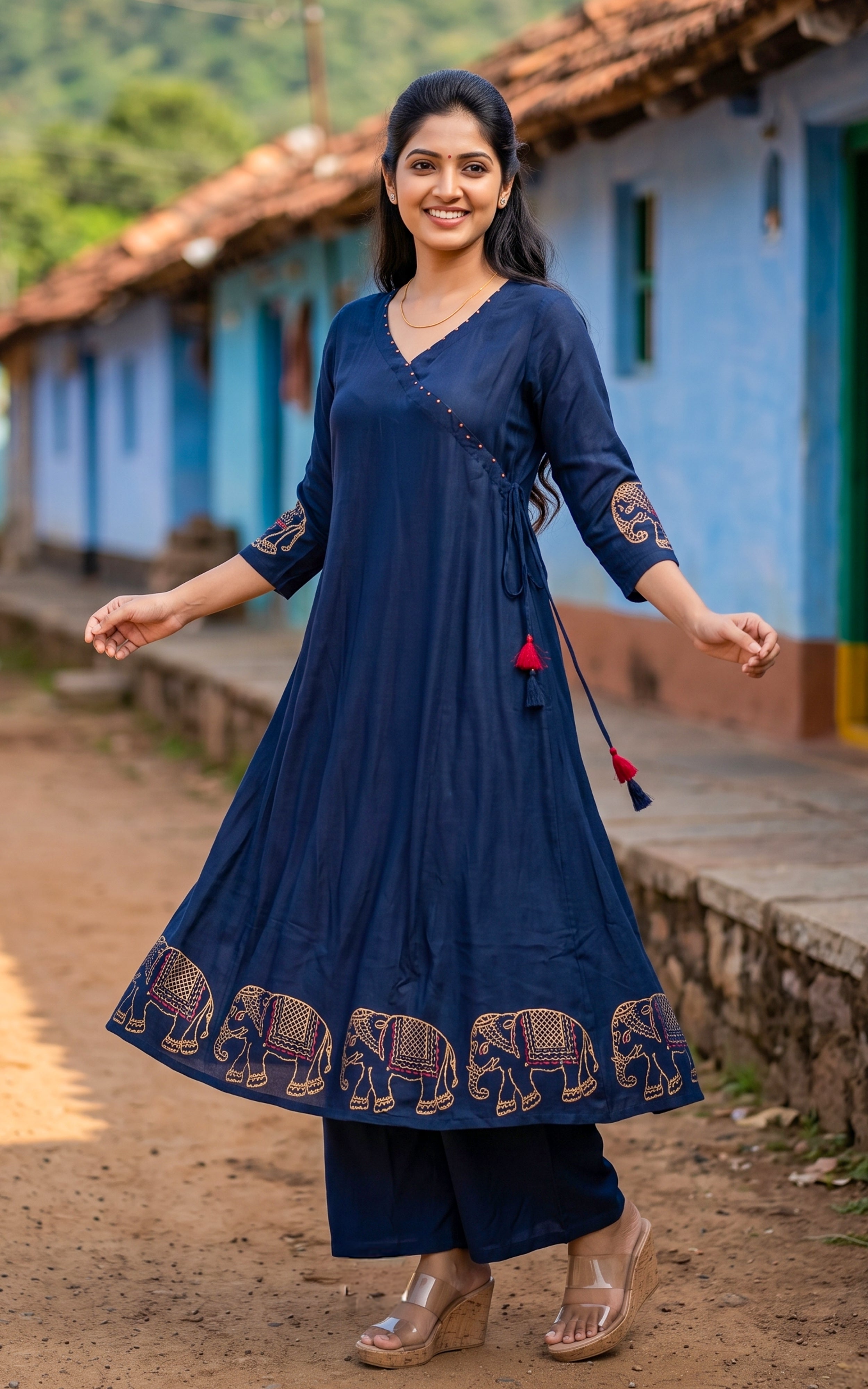 Rubini Navy Blue (Kurti+Dupatta)