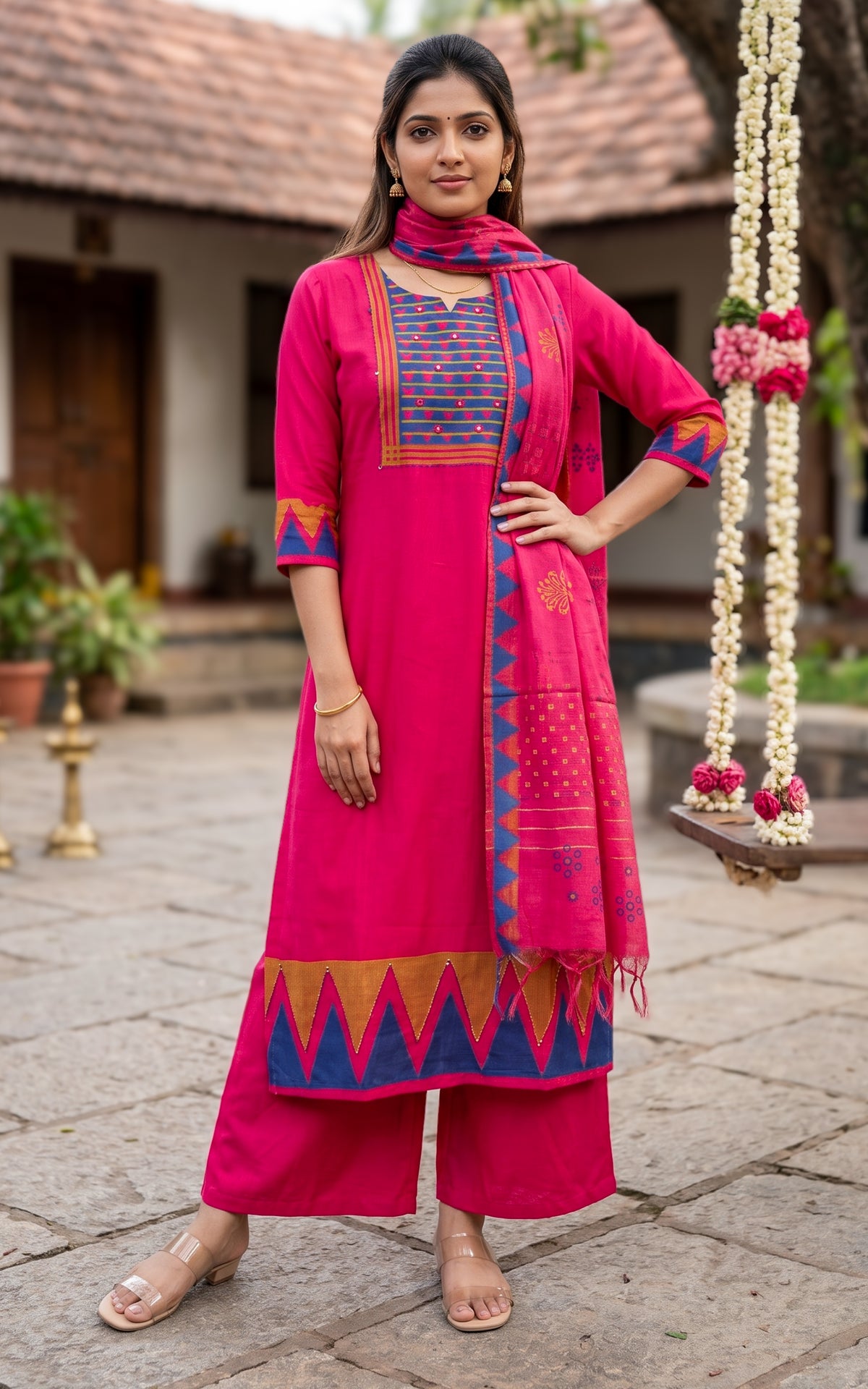 Then Chudar (Kurti+Pant+Dupatta)