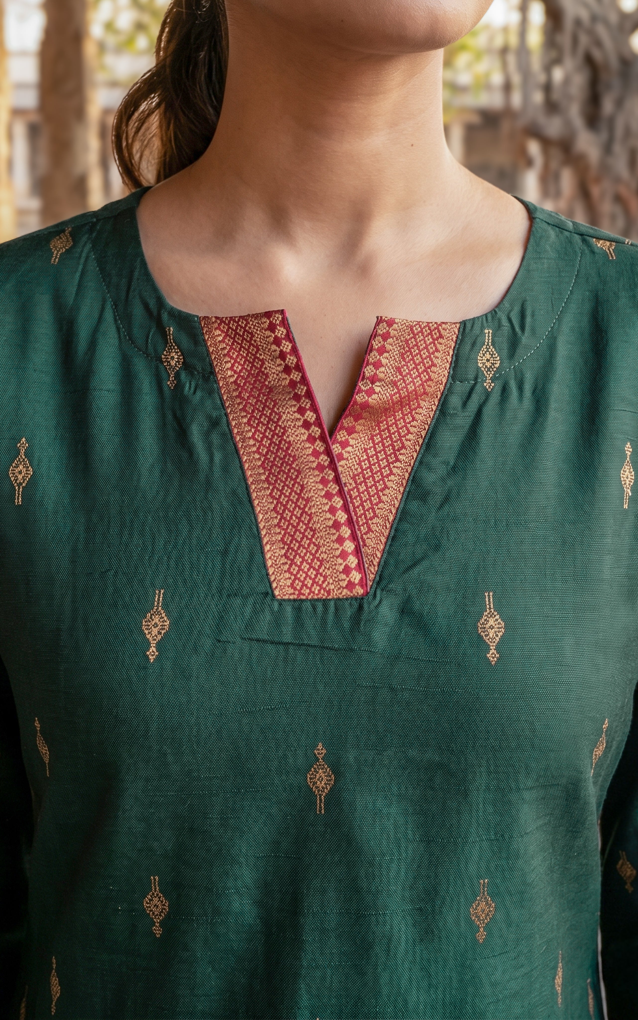 Simple straight fit silk cotton kurti for women