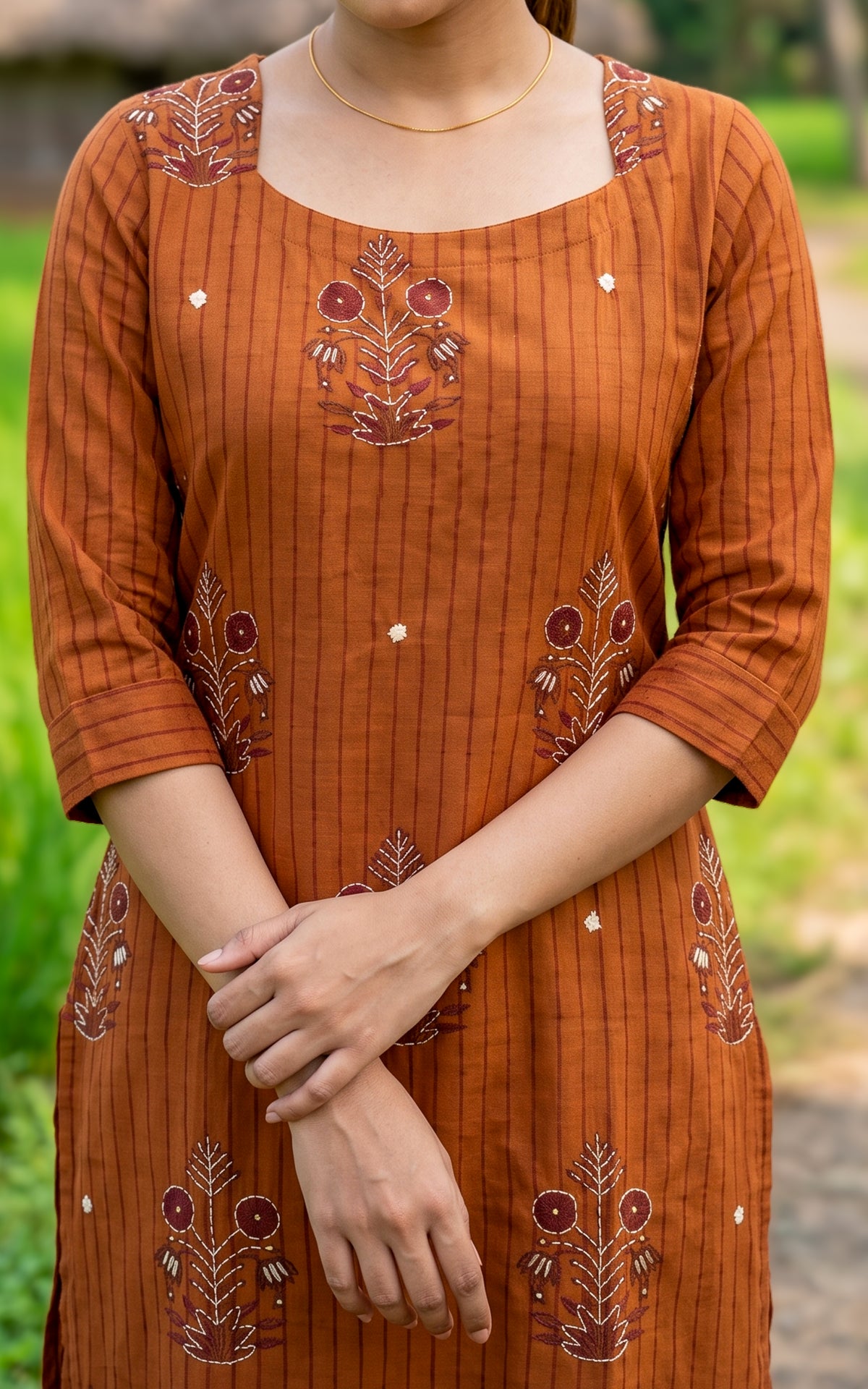 Jarita Brown Handblock (Kurti+Pant+Dupatta)