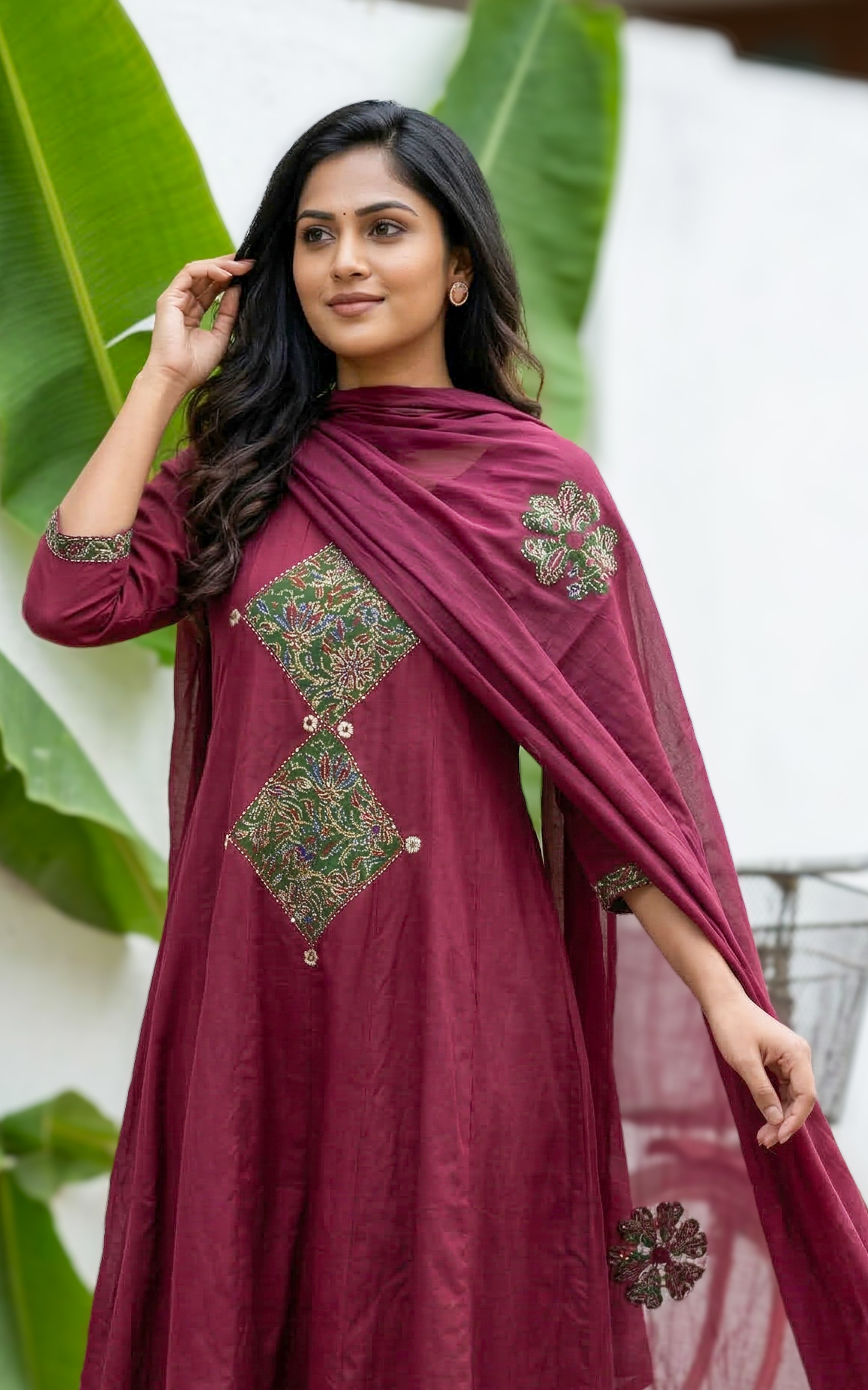 Shonali Maroon (Kurti+Dupatta)
