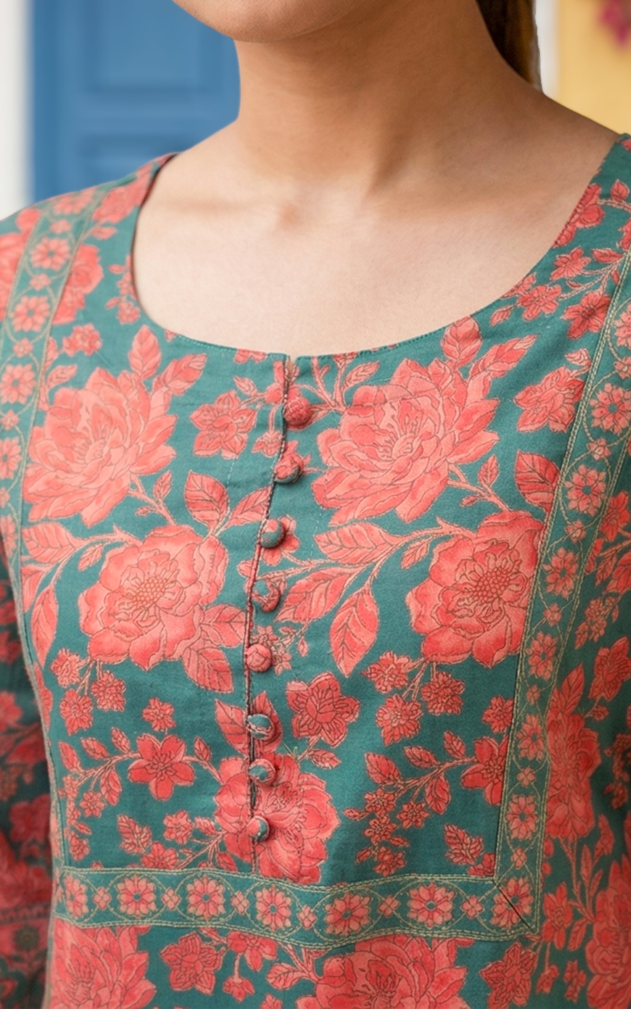 Reshma Greenish Blue (Kurti+Pant+Dupatta)