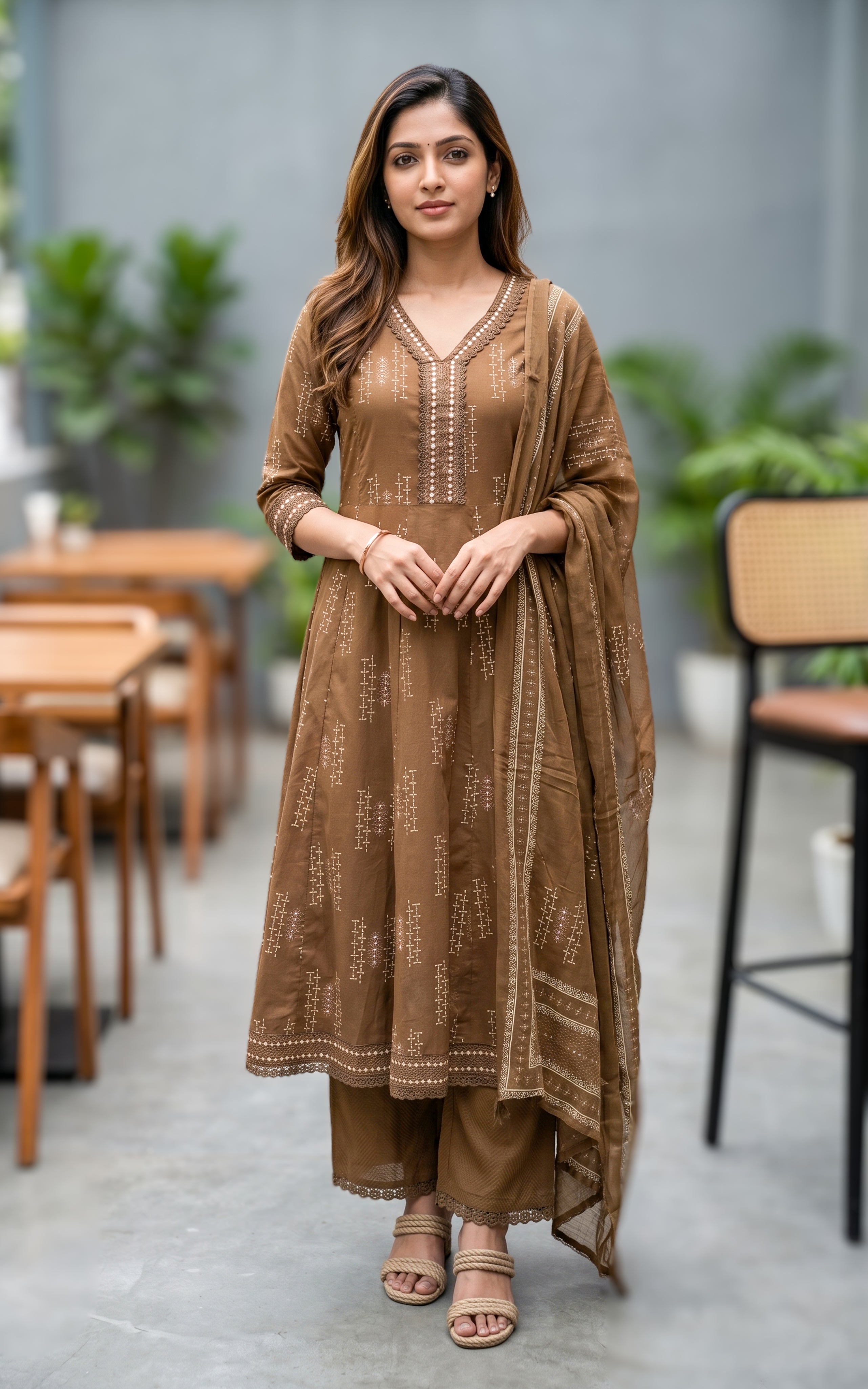 Sharmila Brown (Kurti+Pant+Dupatta)