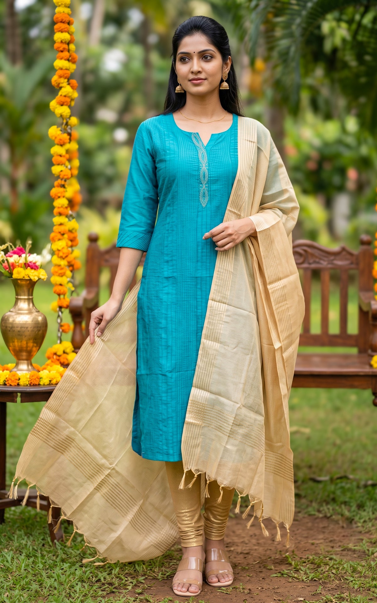 Delisha Blue (Kurti+Dupatta)