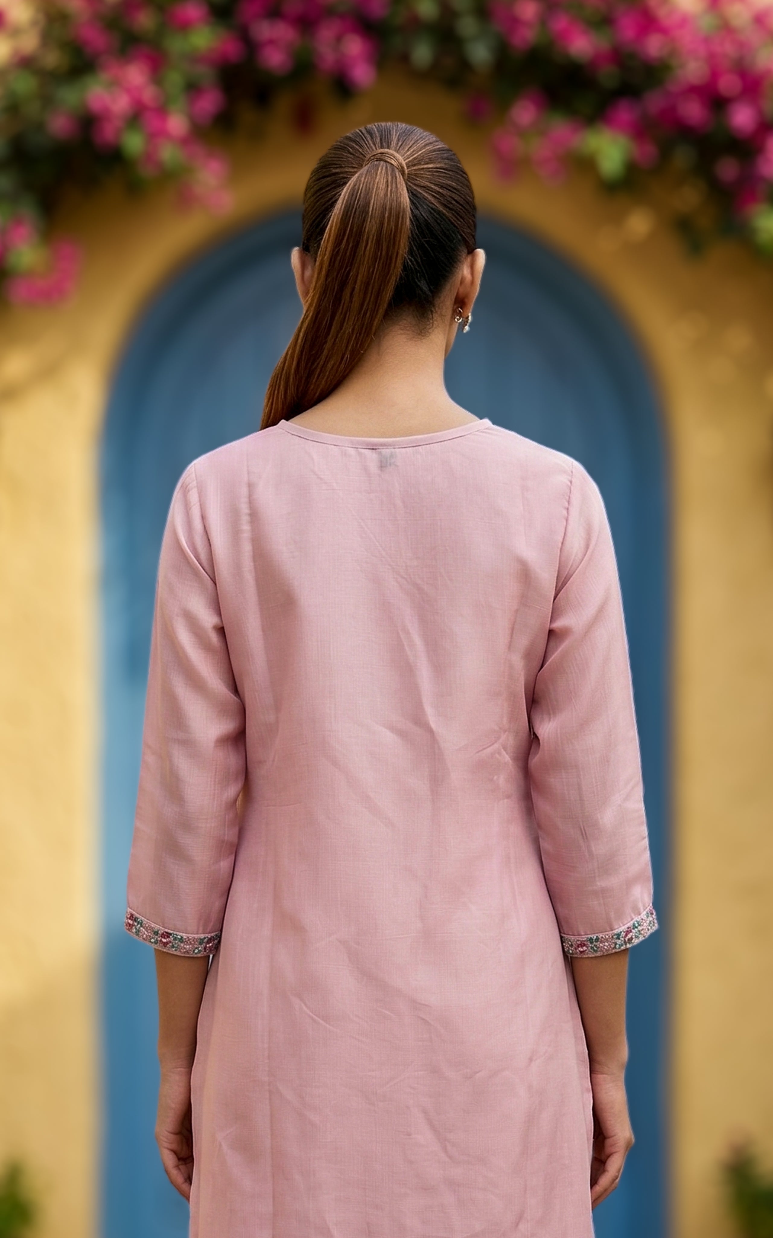 Kili Mozhi Onion Pink (Kurti+Dupatta)