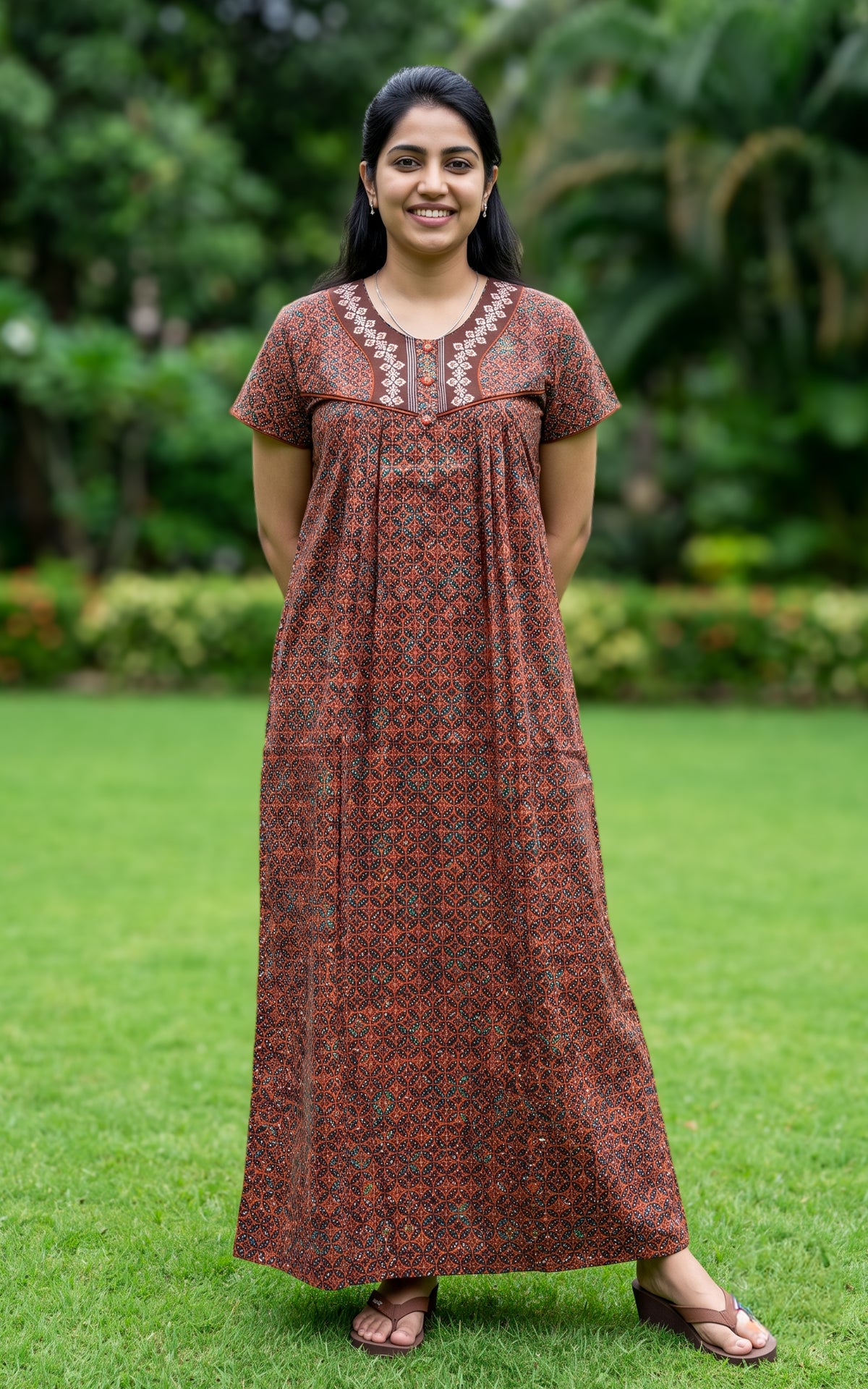 Cotton Straight Fit Nighty-166SS5B