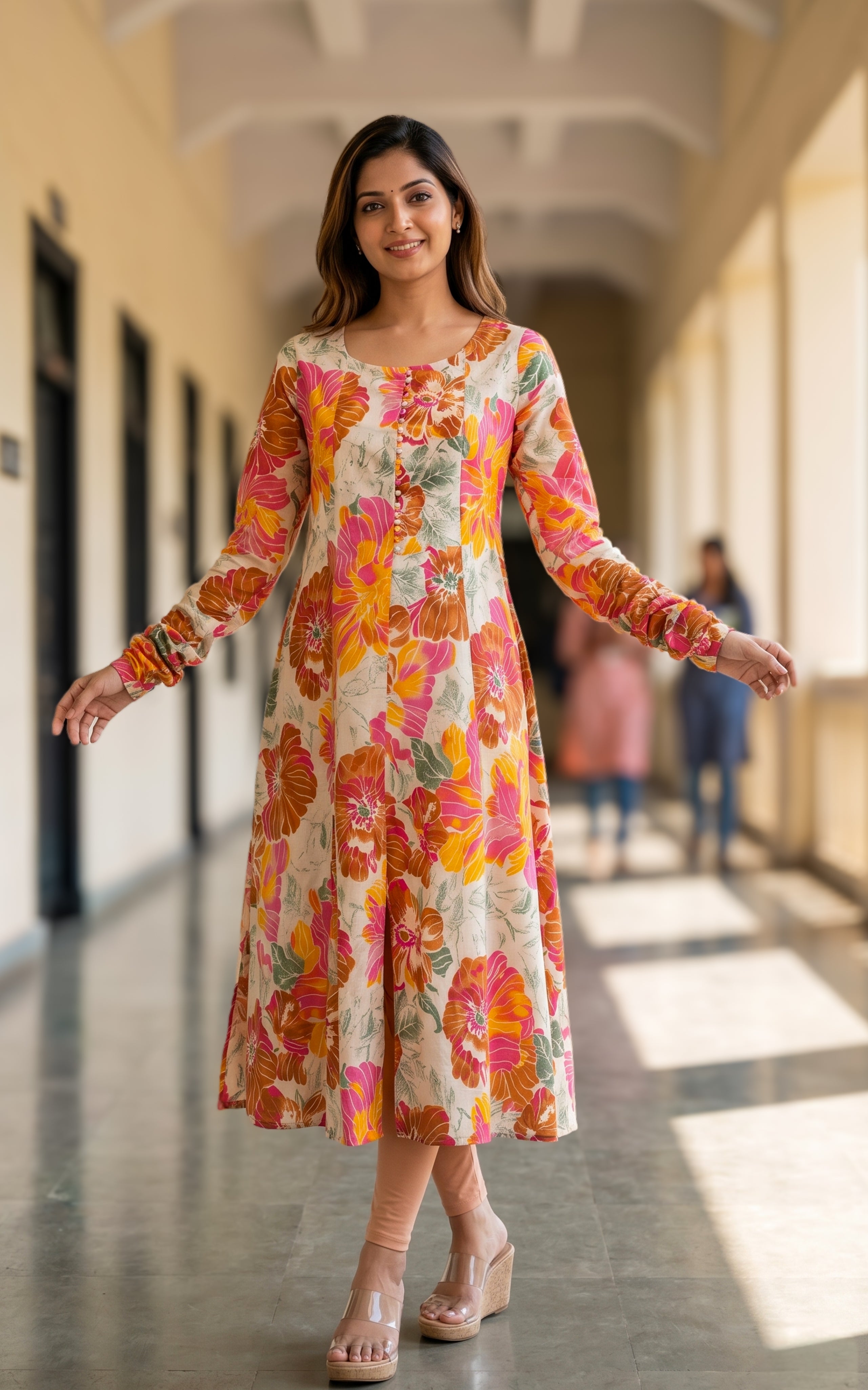 Multicolor cotton Aline kurti for women