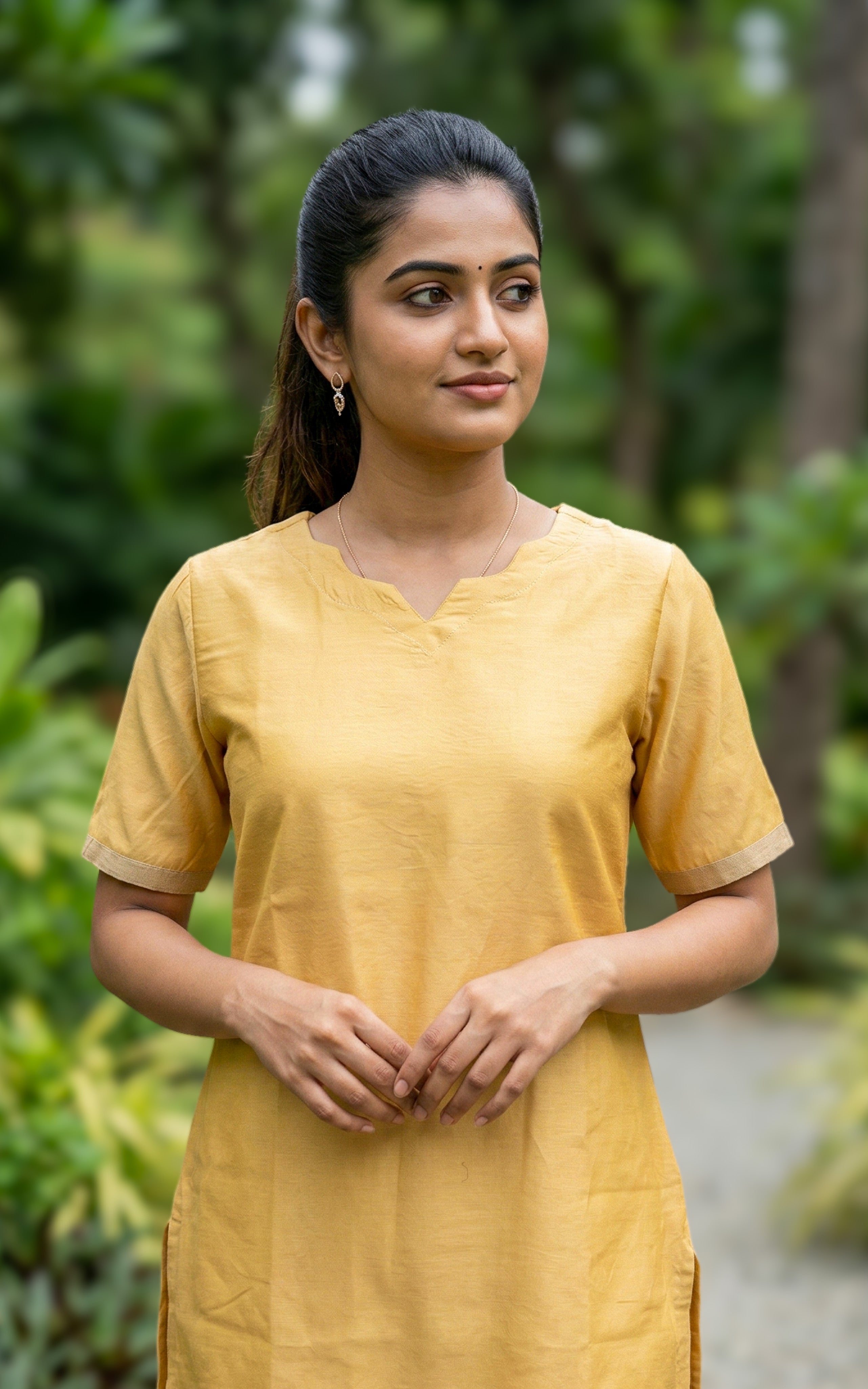 Light Yellow Kurti with Side Slit for Office & Casual
