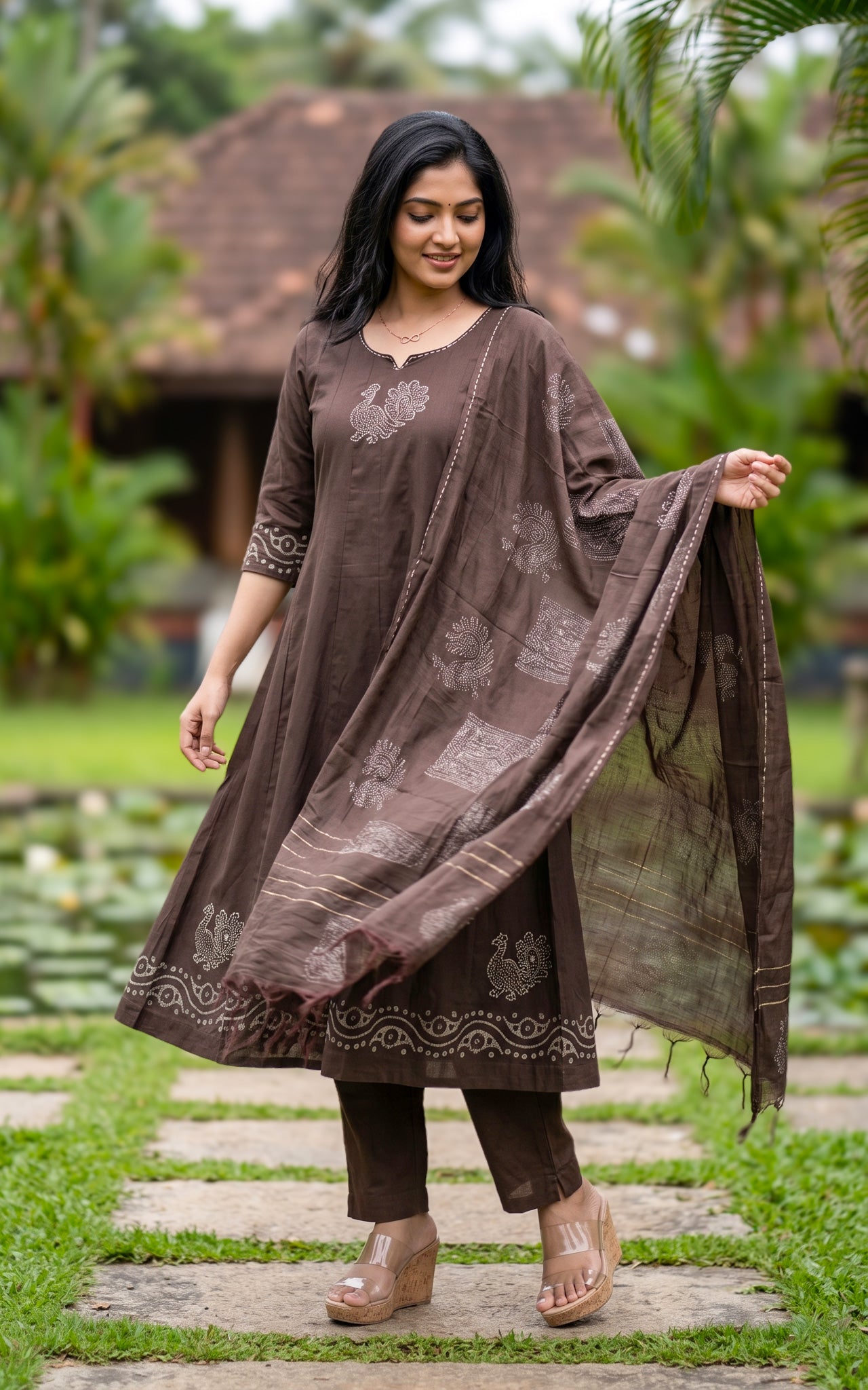 Radhimeena B Handblock (Kurti+Pant+Dupatta)