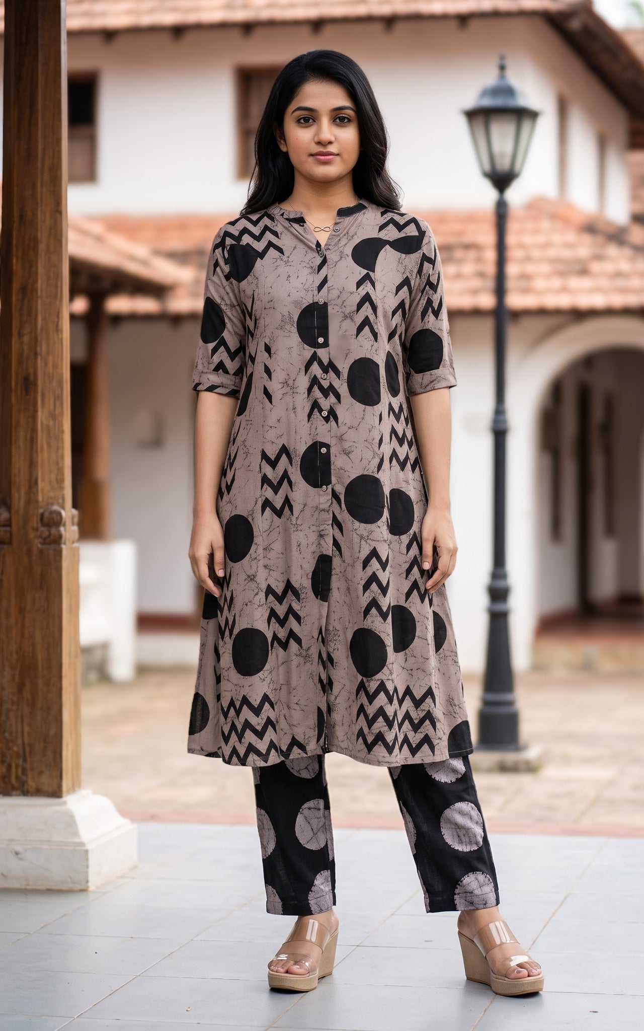Grey Cotton Flex Ethnic Wear Kurti Set for Women