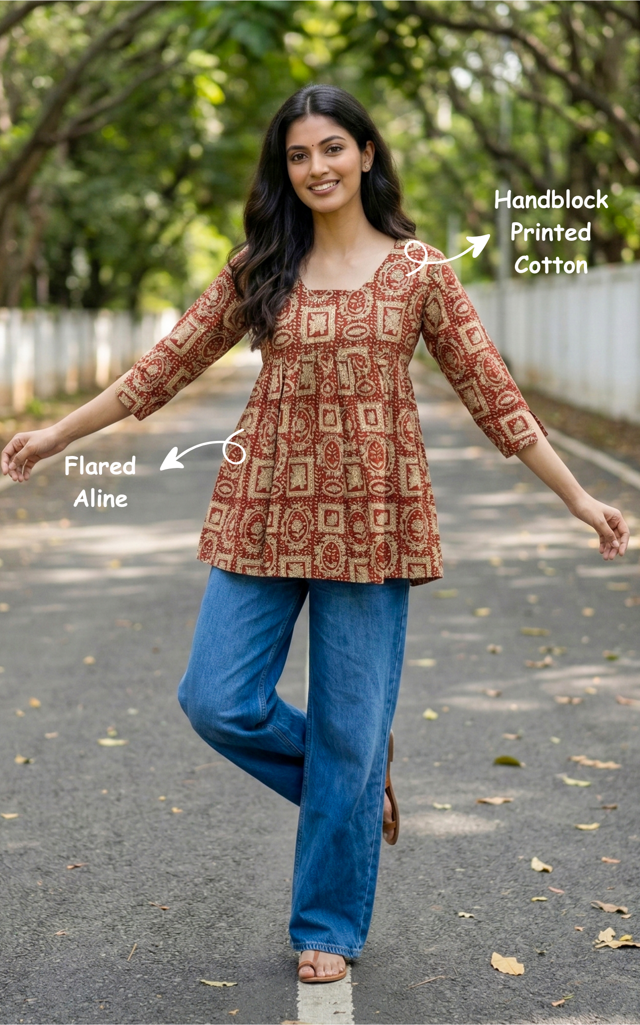 Flared Cotton Top for Women
Stylish Maroon A-line Top for Women