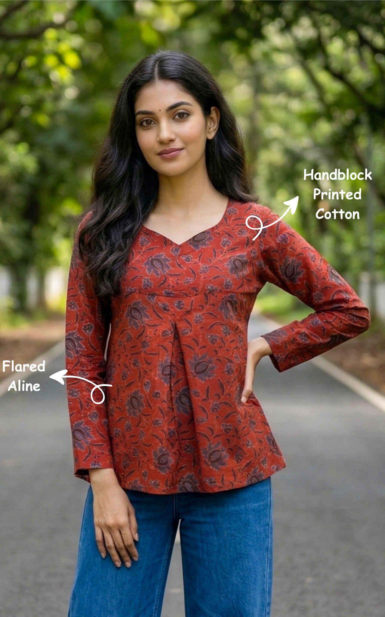 Flared Cotton Top for Women
Stylish Maroon A-line Top for Women
