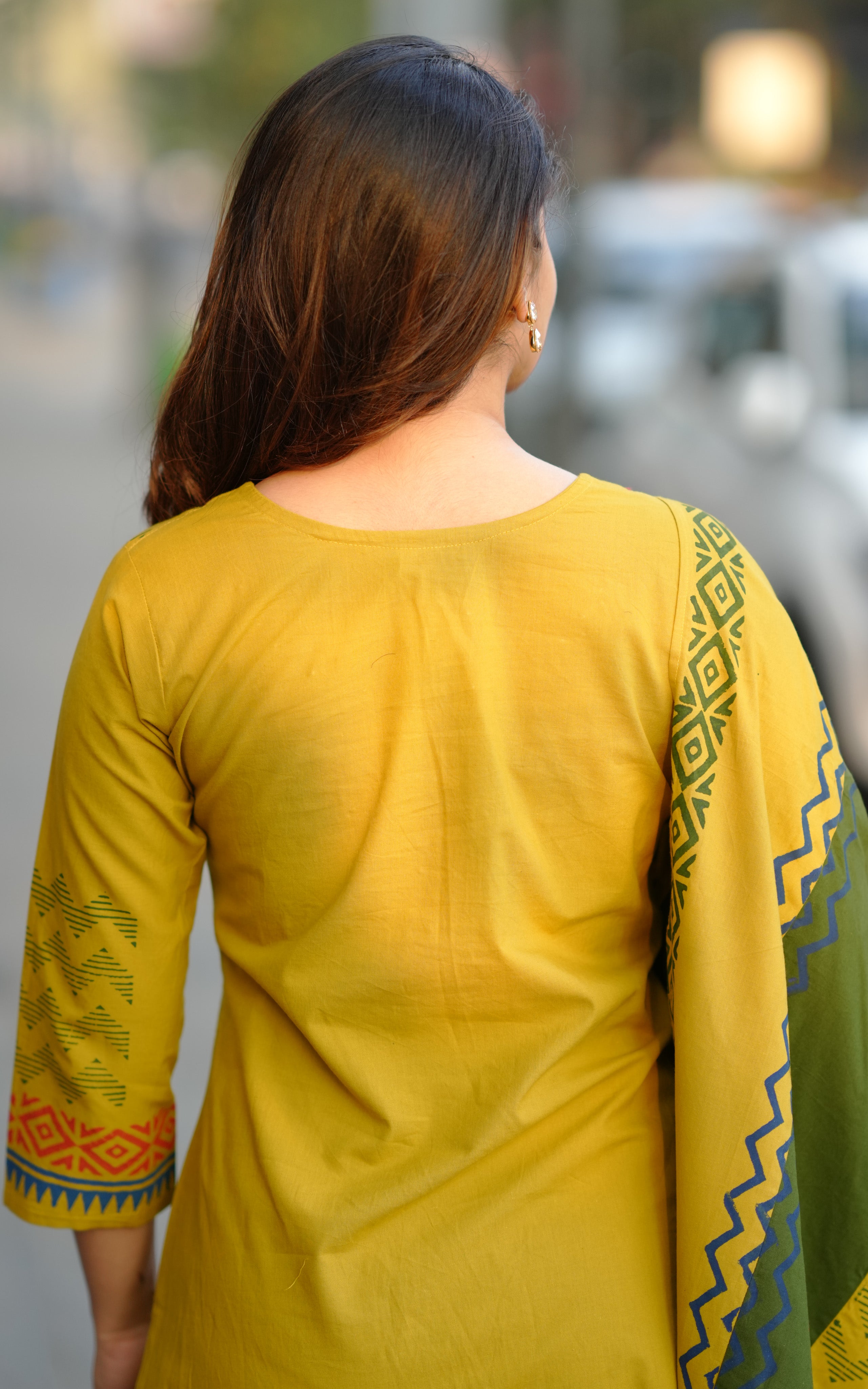 Haleema Lime Green Handblock (Kurti+Dupatta)