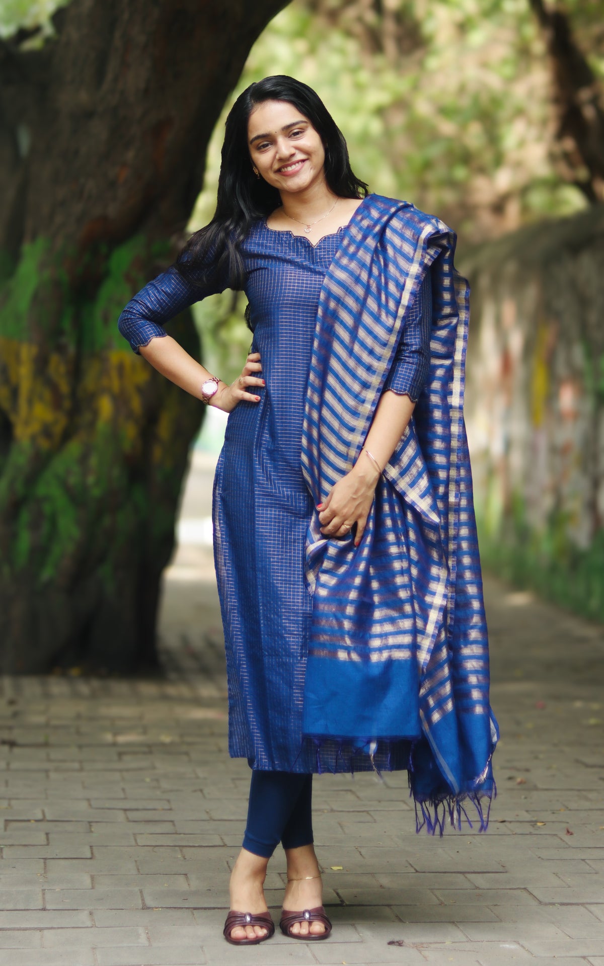 Narumugai Blue (Kurti+Dupatta)