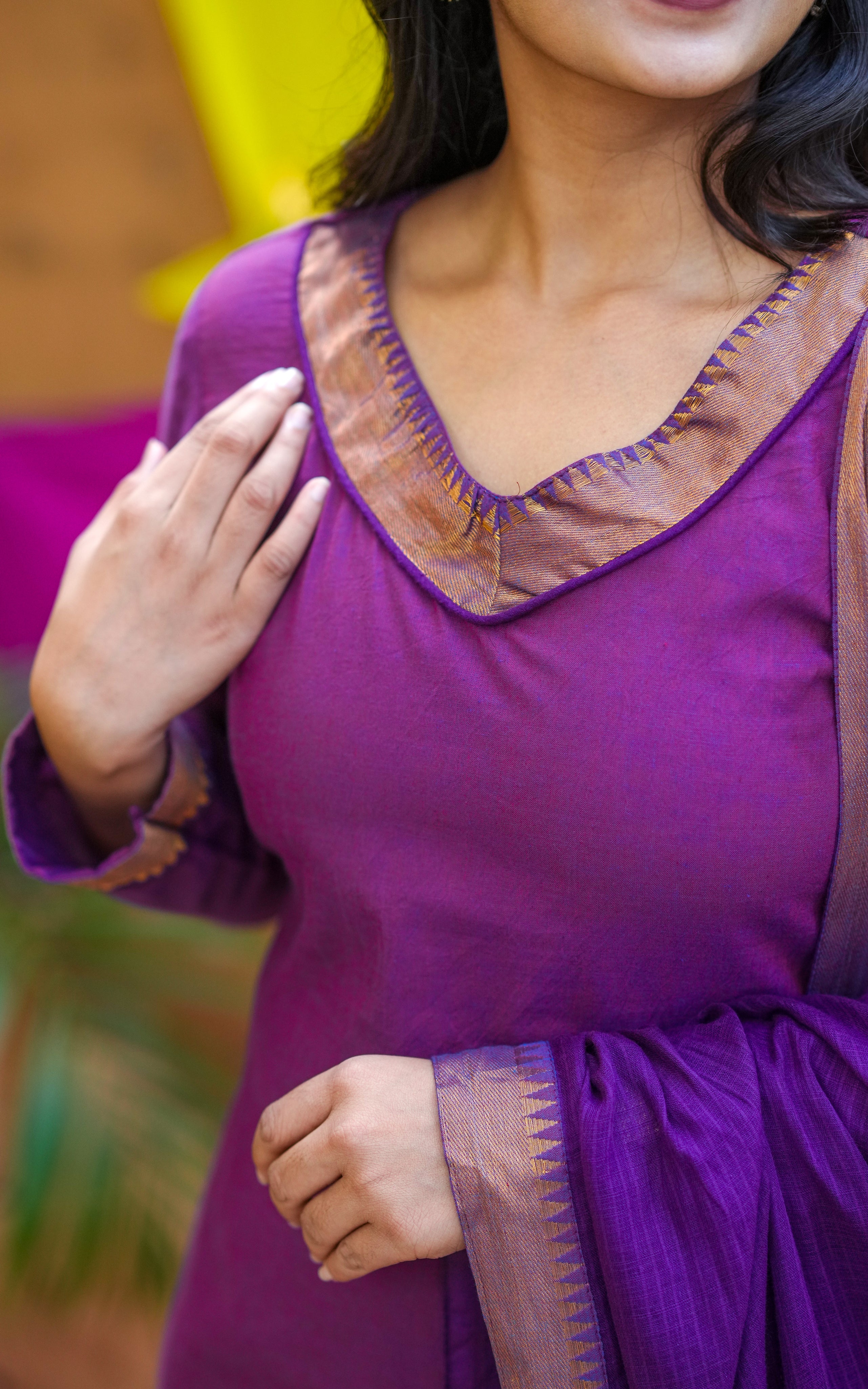 Instore – Purple Hamsika Kurti with Dupatta for Women – Cotton – Indian Ethnic Wear